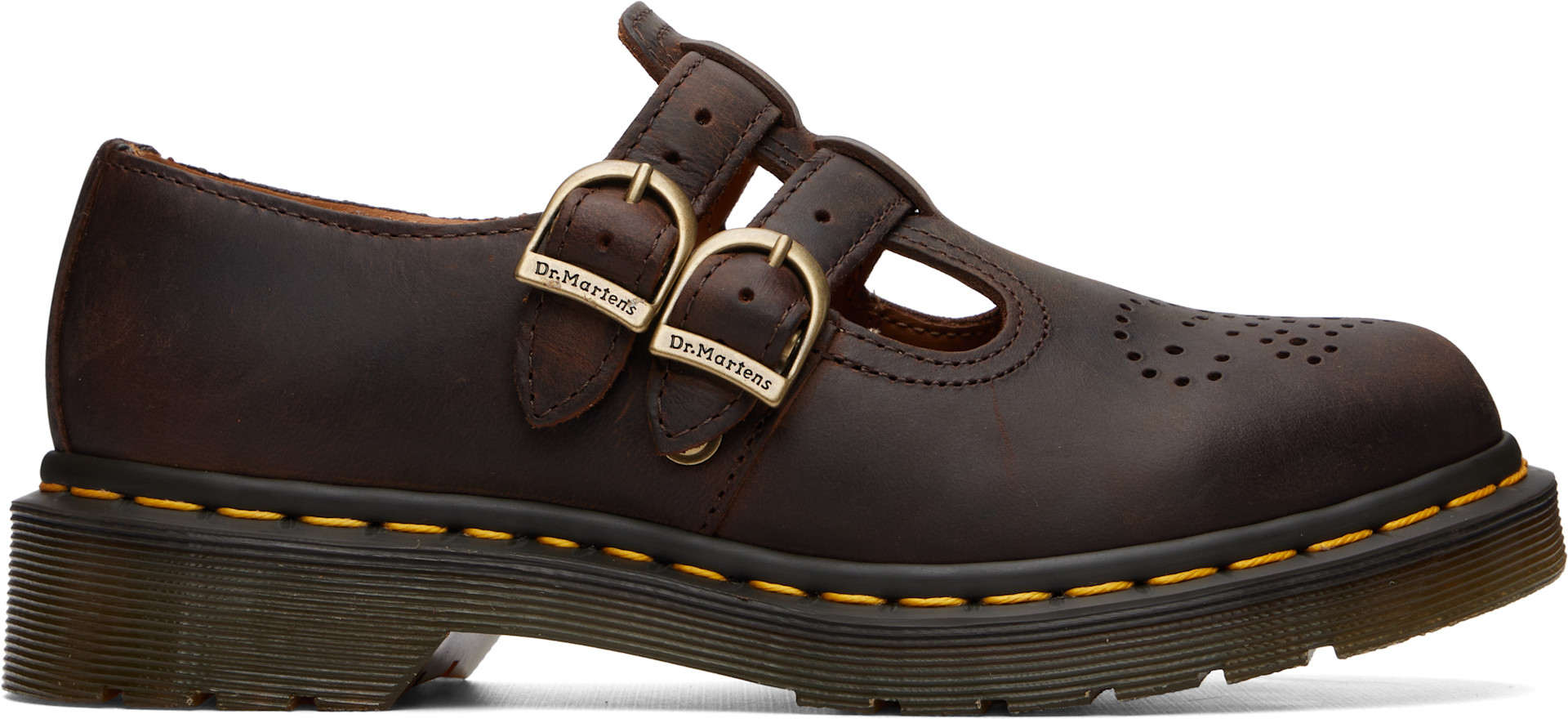 Dr. Martens: Brown 8065 Crazy Horse Leather Mary Jane Loafers | SSENSE