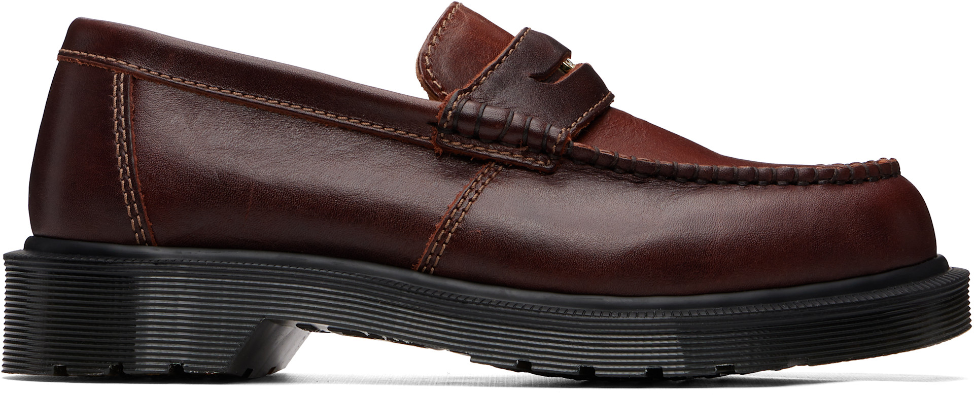 Dr. Martens Penton ローファー ブラウン UK7 Dr. Martens: Brown Penton Classic Calf Leather Loafers | SSENSE