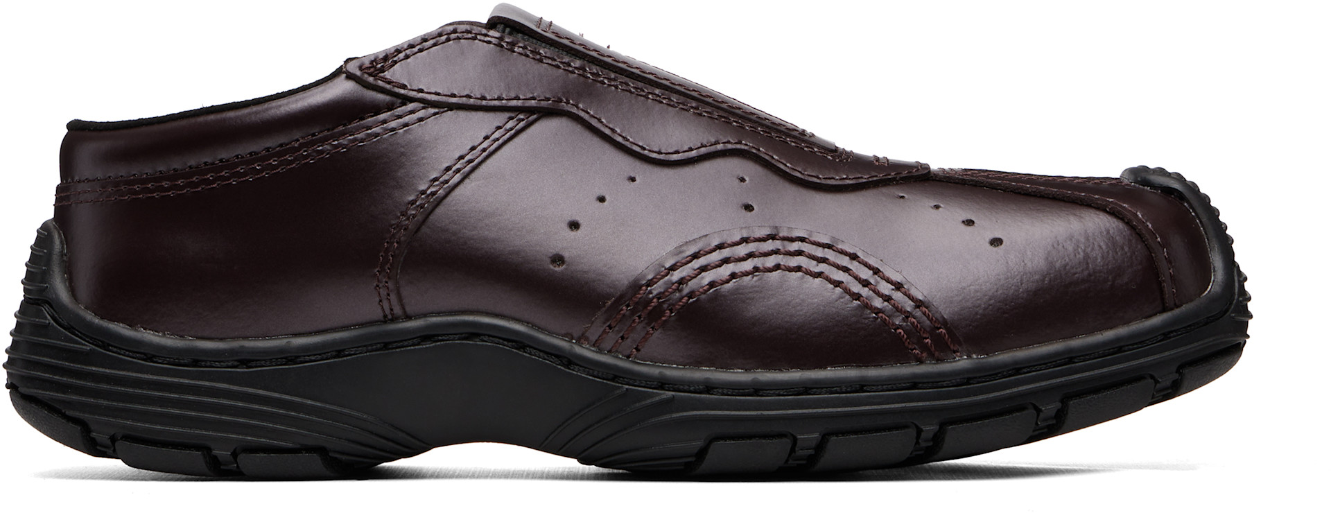 靴 maruru Dr. Martens: Burgundy Aurix Satin Finish Leather Mule Loafers | SSENSE