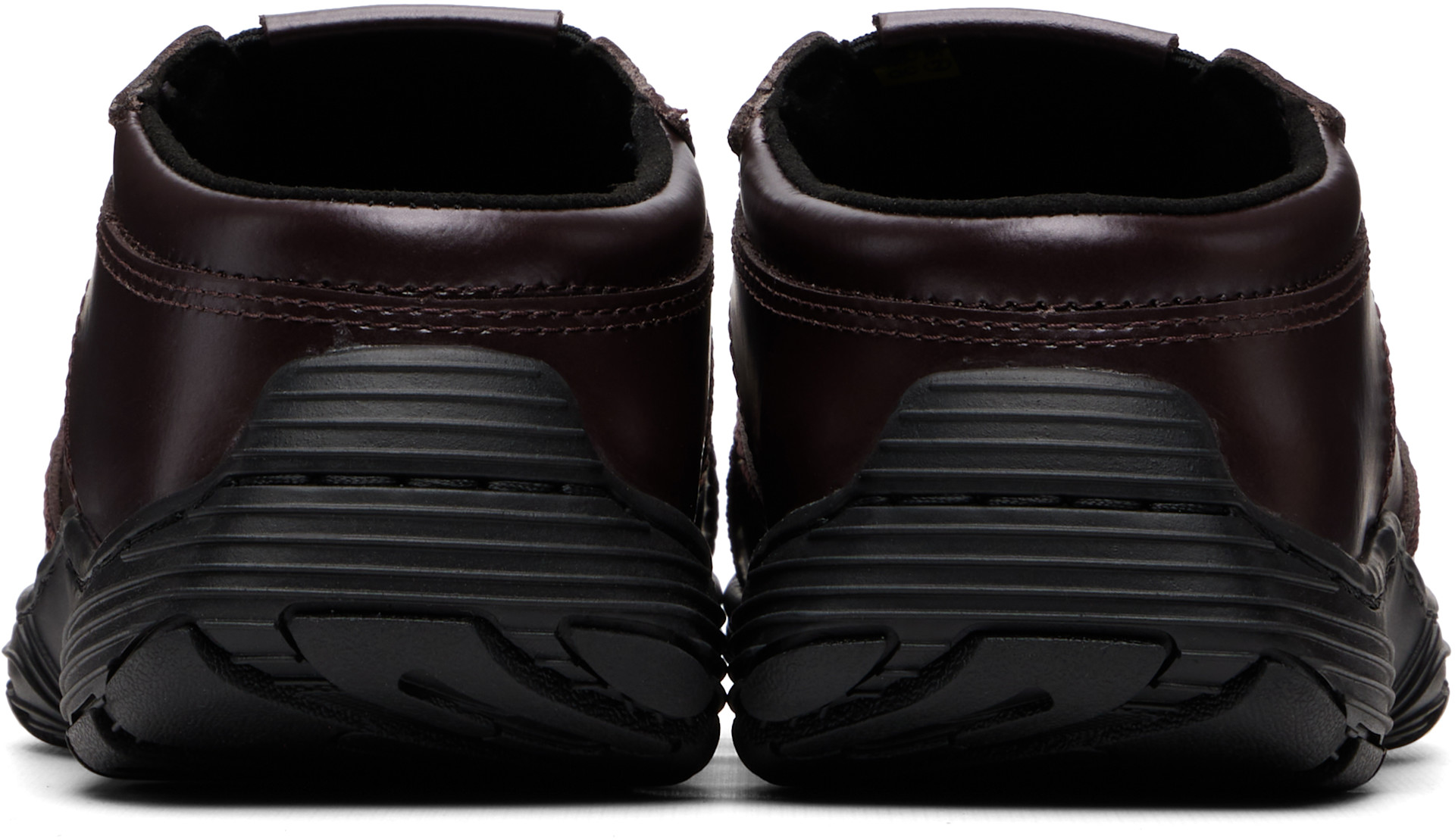Dr. Martens: Burgundy Aurix Satin Finish Leather Mule Loafers | SSENSE