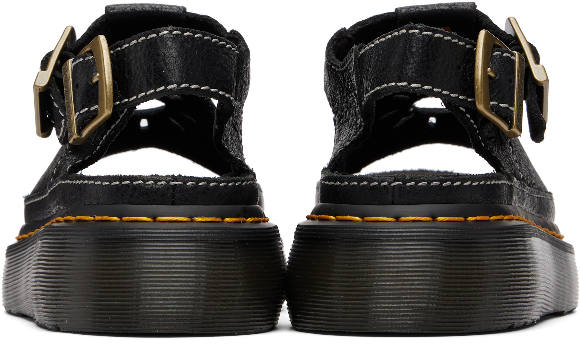 Dr. Martens: ブラック Dunnet Flower フルグレインレザー サンダル