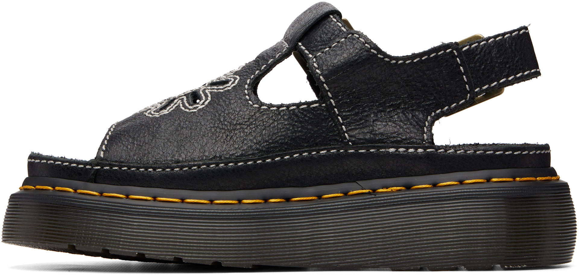 Dr. Martens: ブラック Dunnet Flower フルグレインレザー サンダル