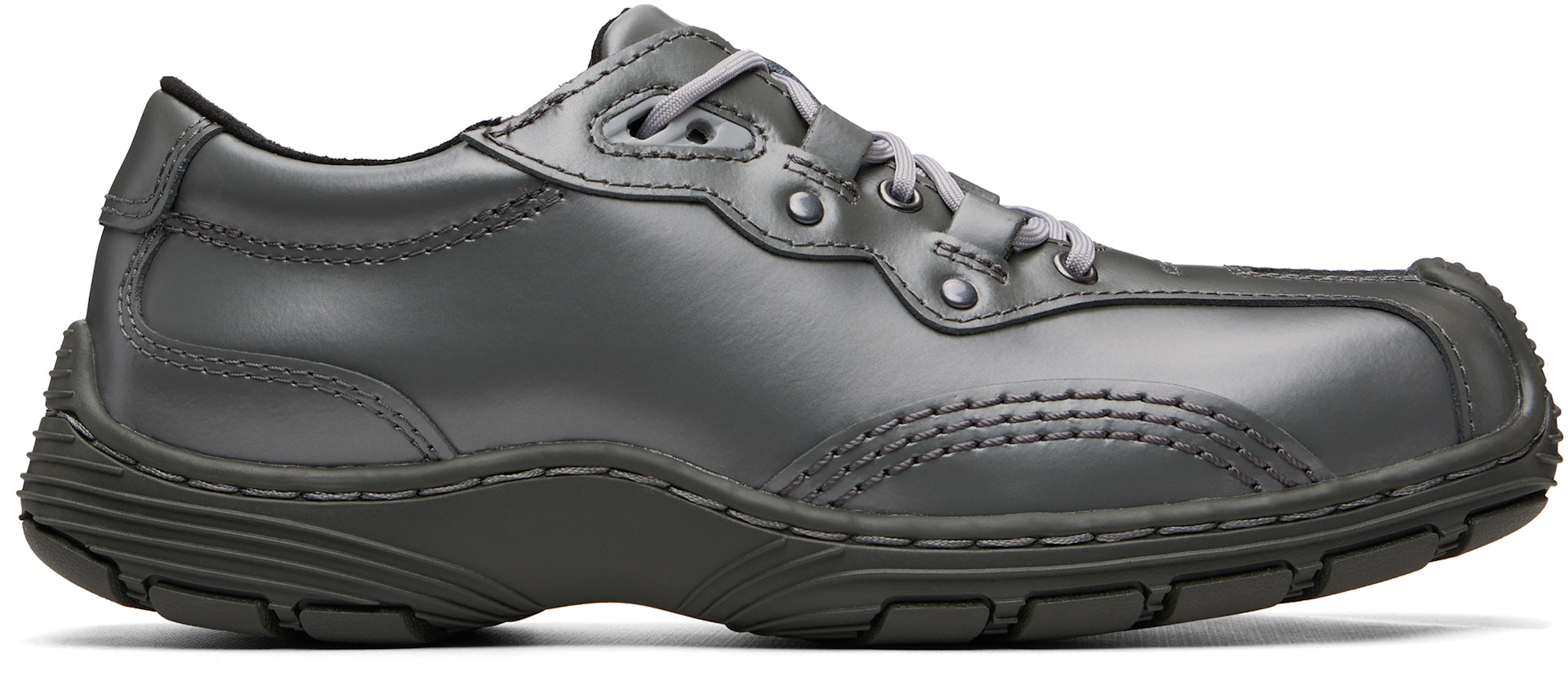 Dr. Martens: Gray Aurix Satin Finish Leather 5I Sneakers | SSENSE