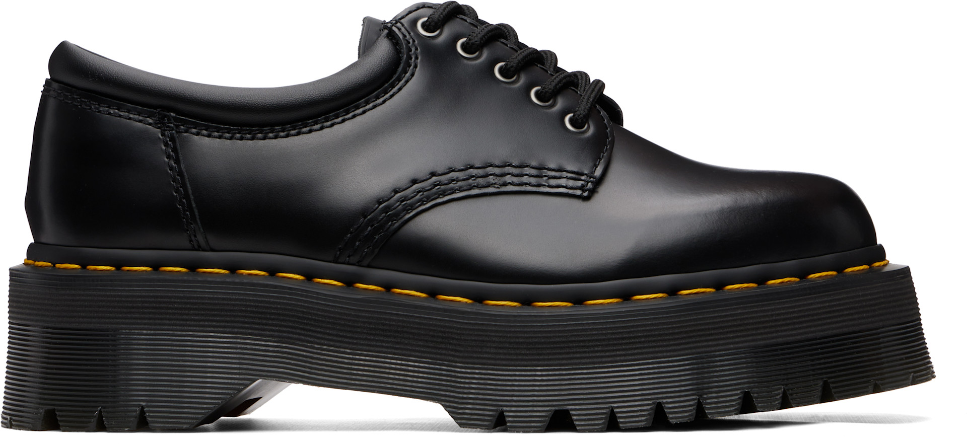 Dr. Martens - ブラック 8053 Quad スムースレザー プラットフォーム ダービー