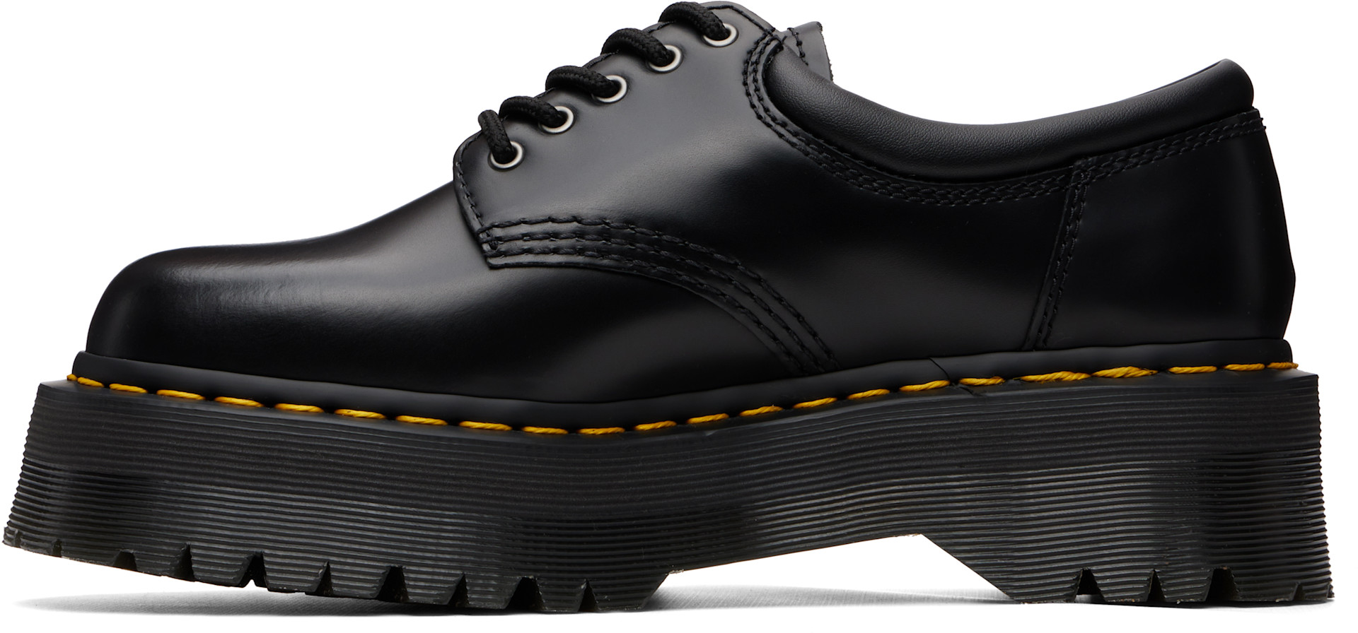 Dr. Martens - ブラック 8053 Quad スムースレザー プラットフォーム ダービー