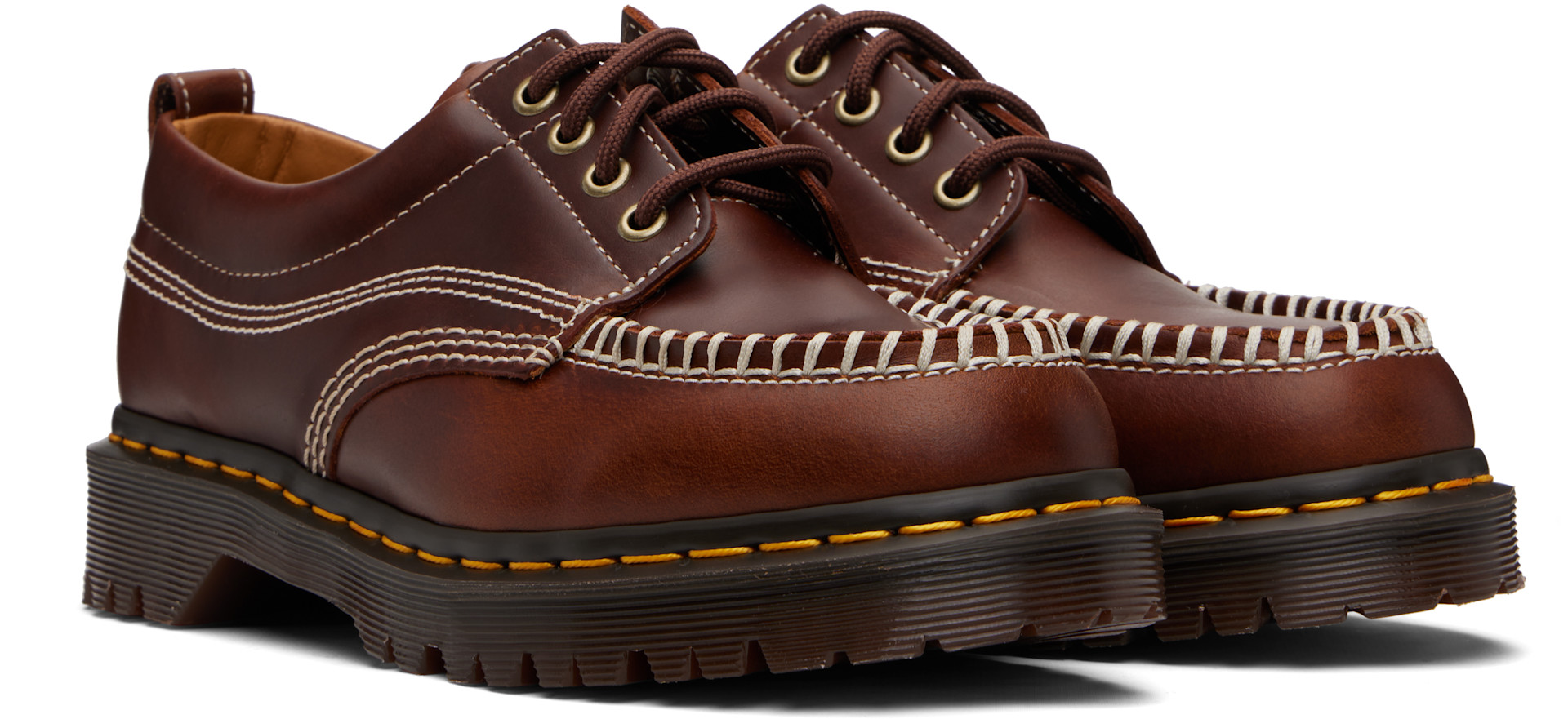 Dr. Martens - 브라운 로웰 가죽 더비 슈즈