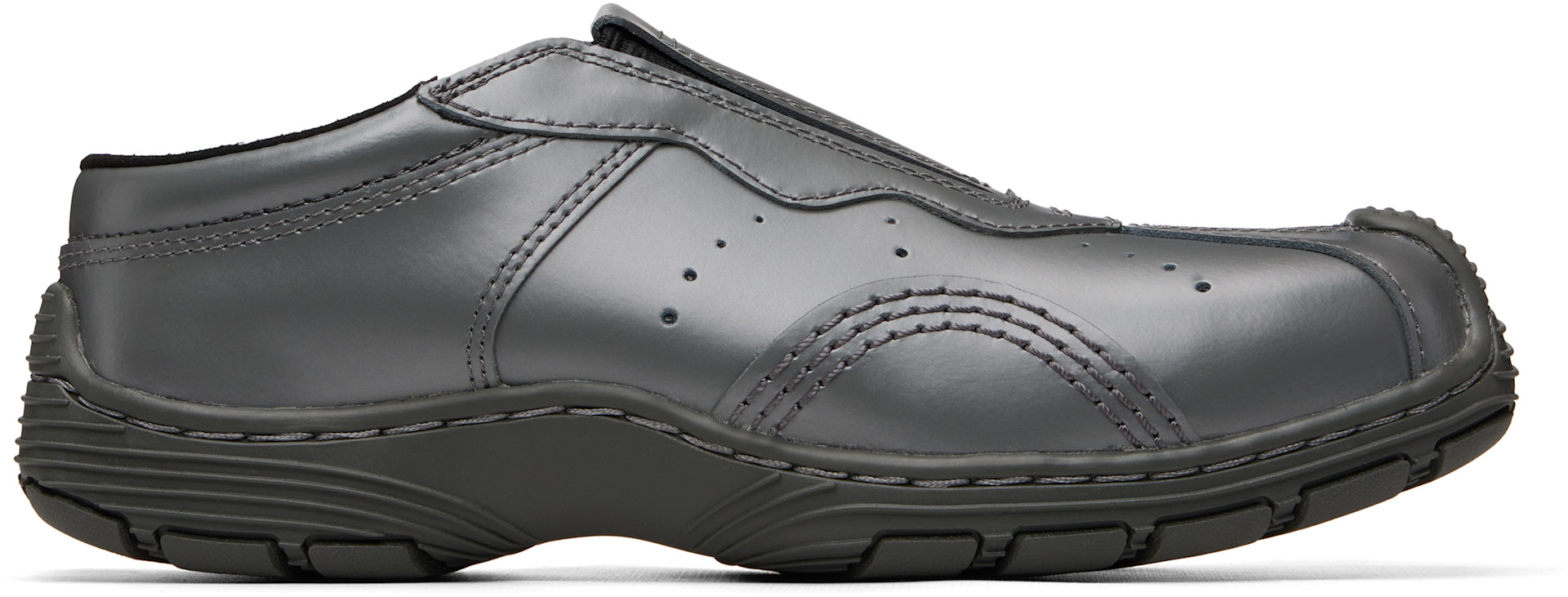 Dr. Martens: グレー Aurix サテンフィニッシュ レザー スリッポン