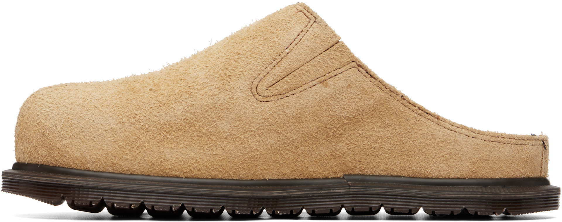 Dr. Martens: Tan San Hairy Suede Mule Slip-on Loafers | SSENSE