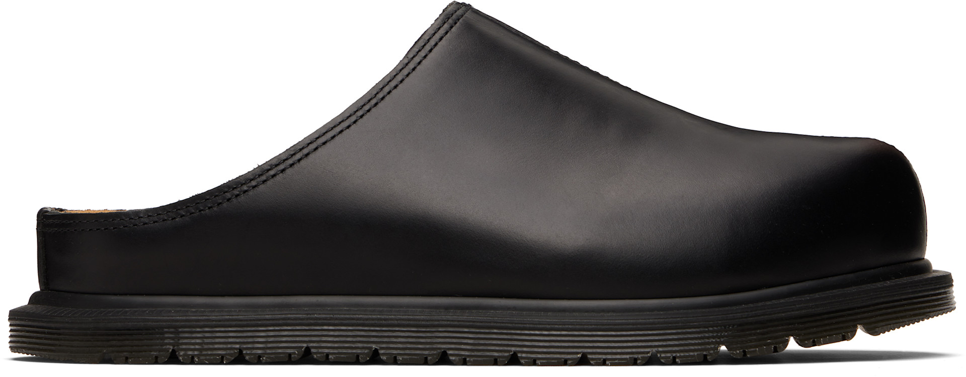 Dr. Martens - 블랙 산 가죽 뮬 로퍼