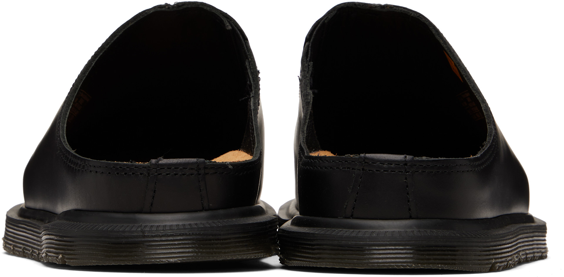 Dr. Martens - 블랙 산 가죽 뮬 로퍼