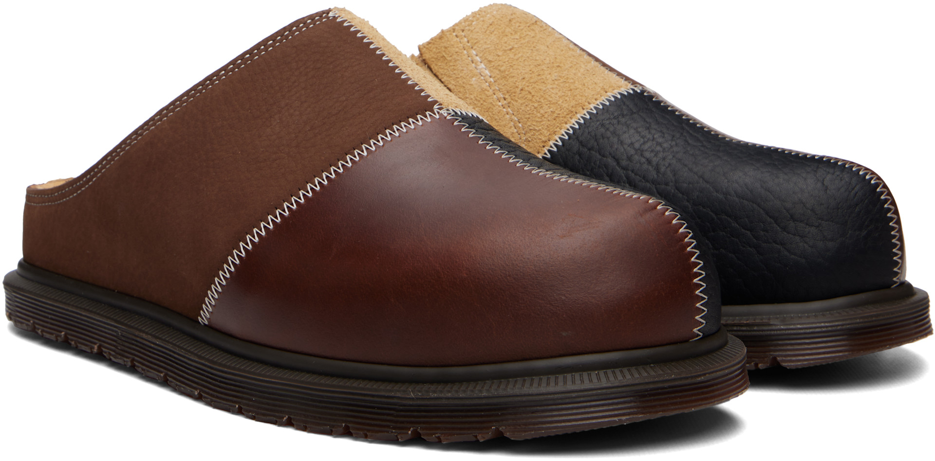 Dr. Martens - ブラウン&ブラック San Patchwork クロッグ