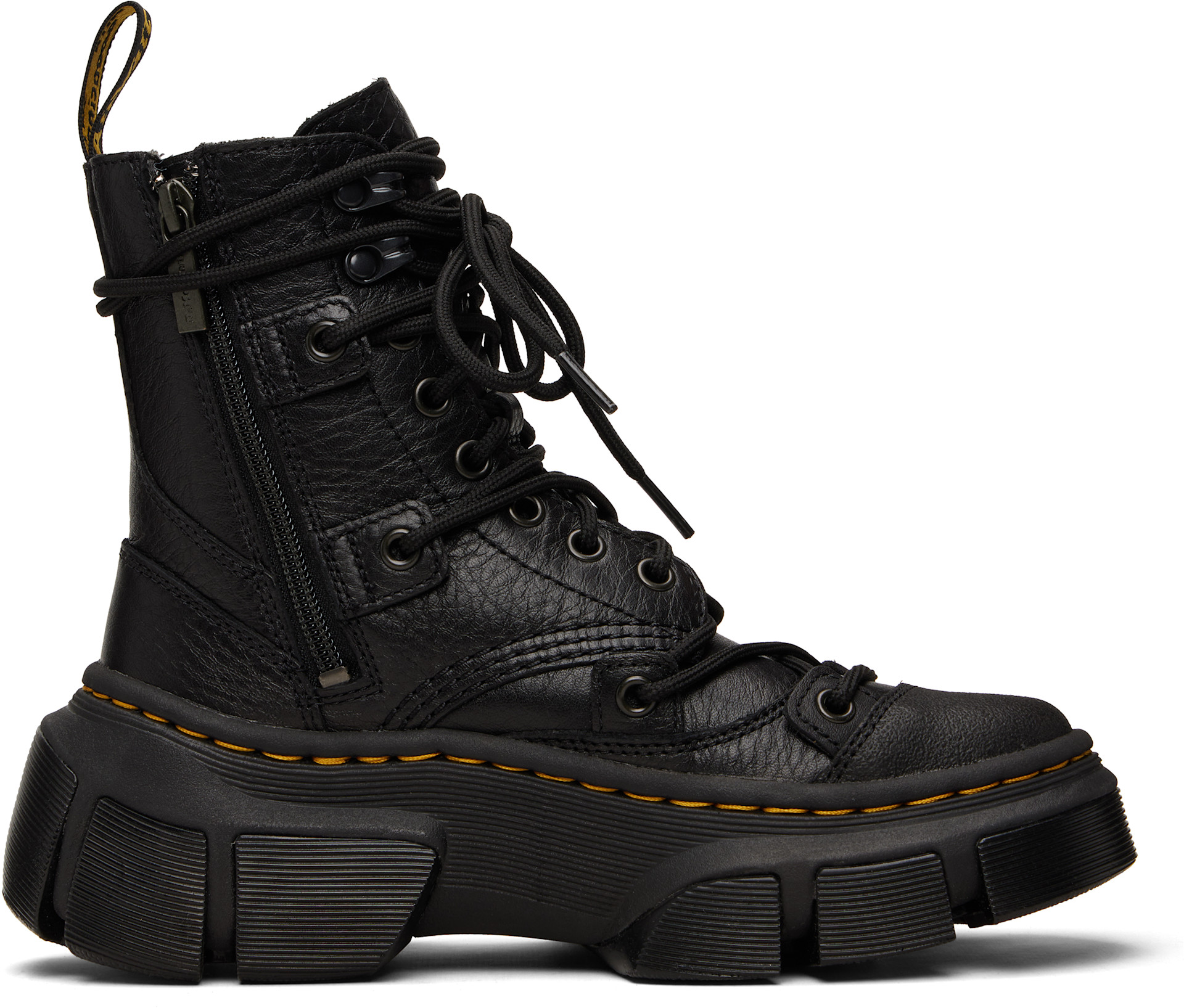 Dr. Martens: Black DMXL 8-Eye Leather Boots | SSENSE