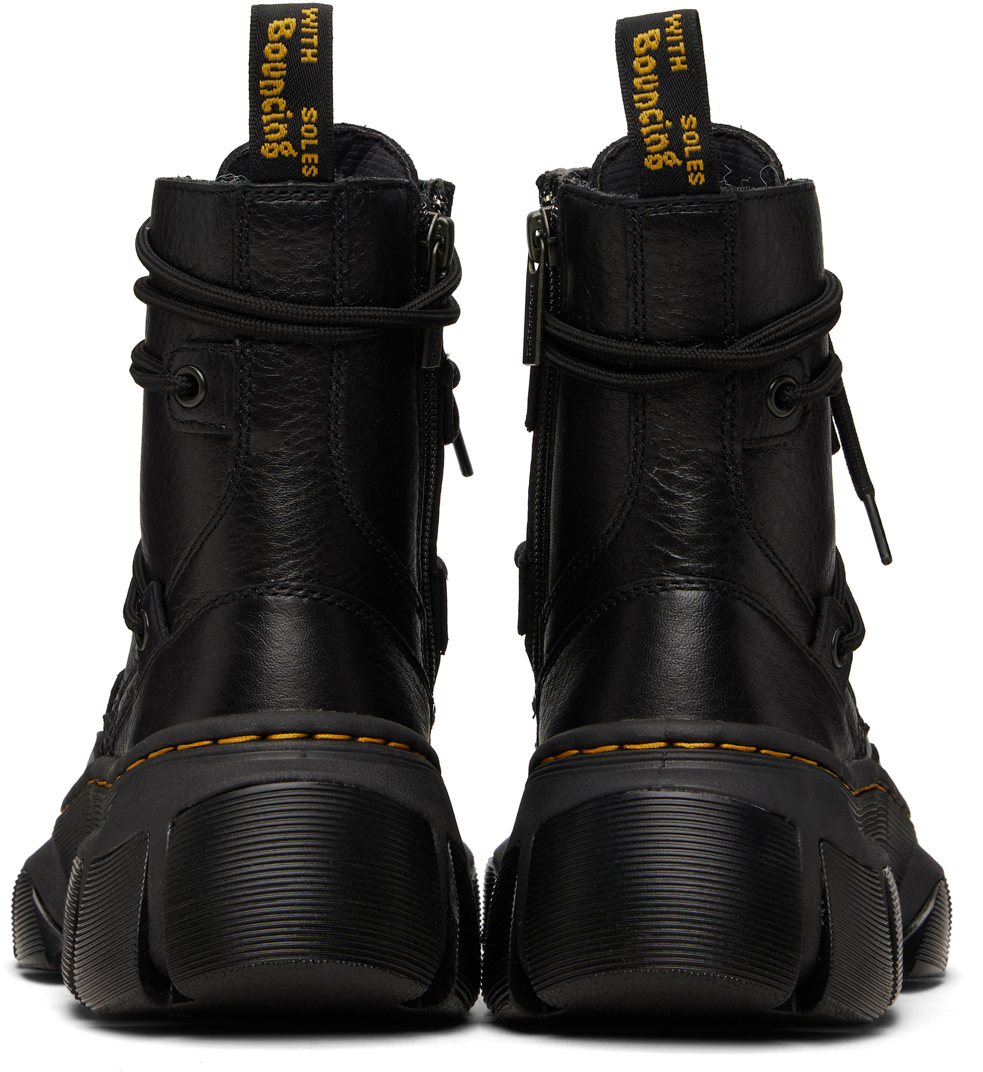 Dr. Martens: Black DMXL 8-Eye Leather Boots | SSENSE