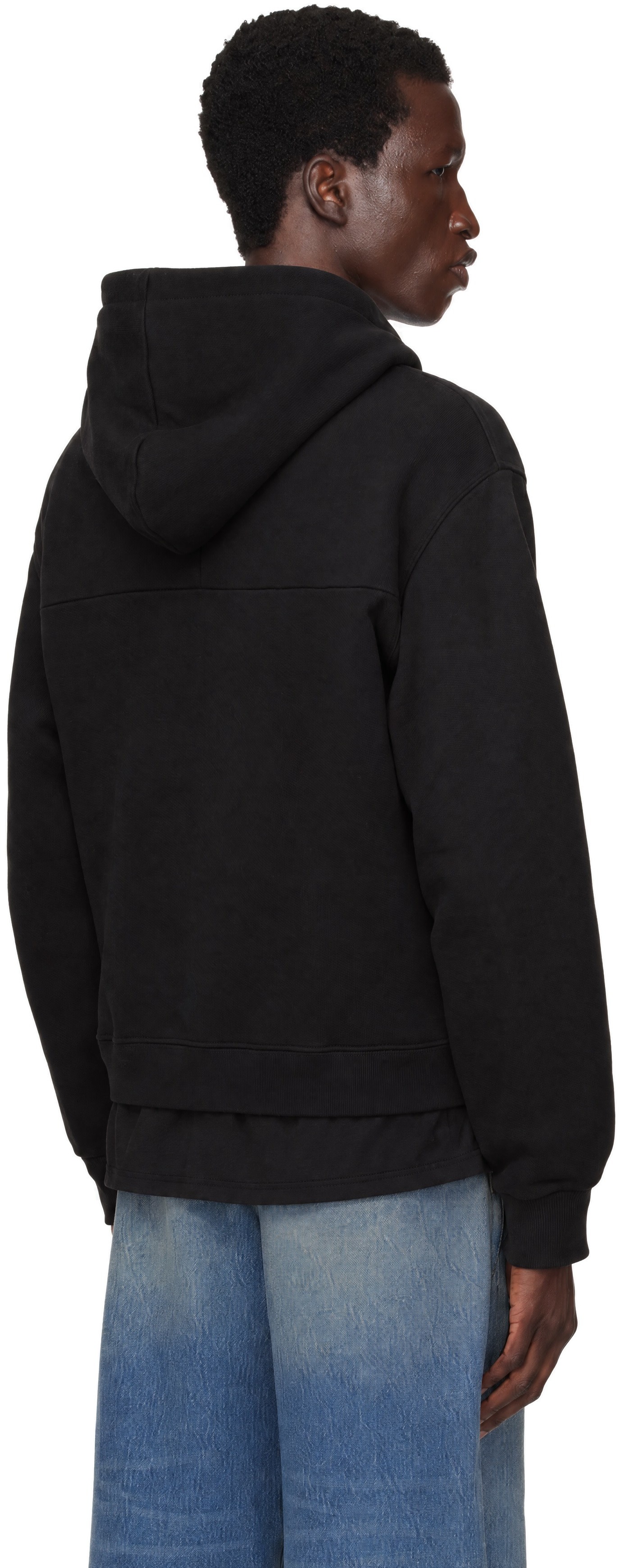 Commission - Pull à capuche étagé noir à glissière