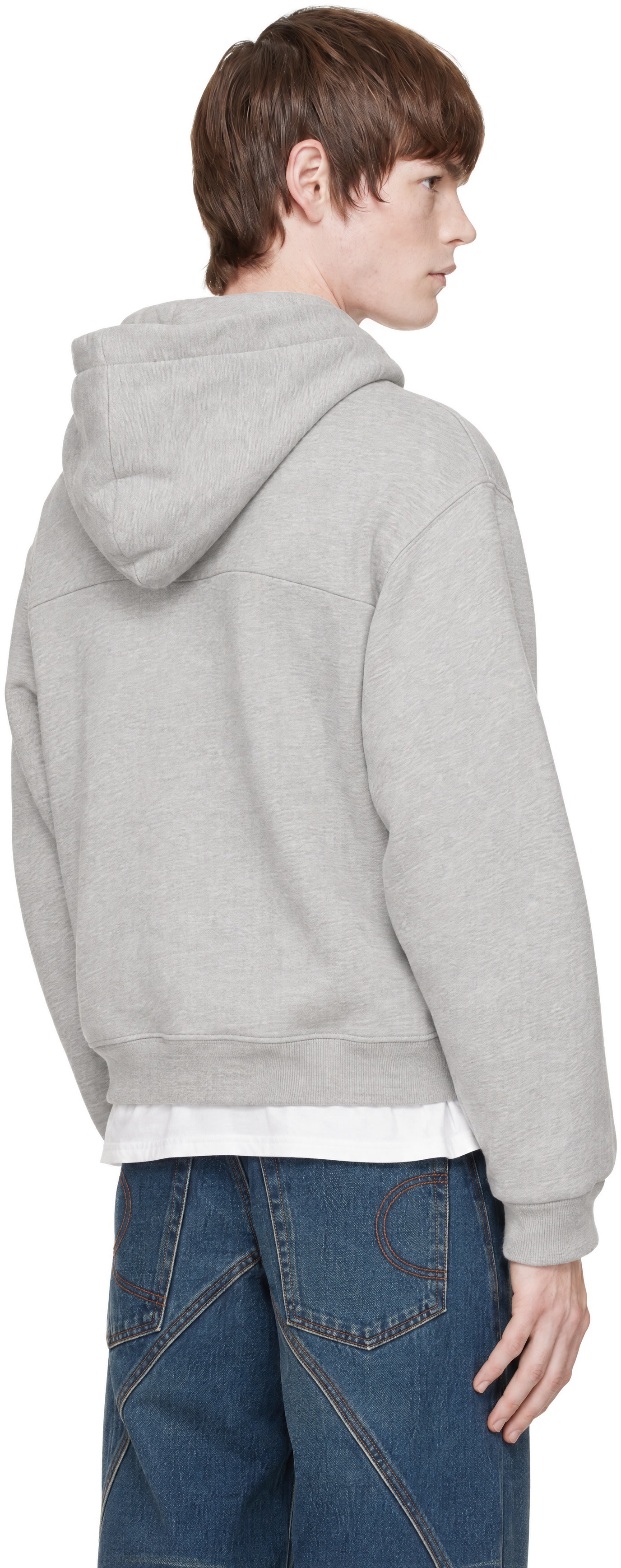 Commission - Pull à capuche étagé gris à glissière