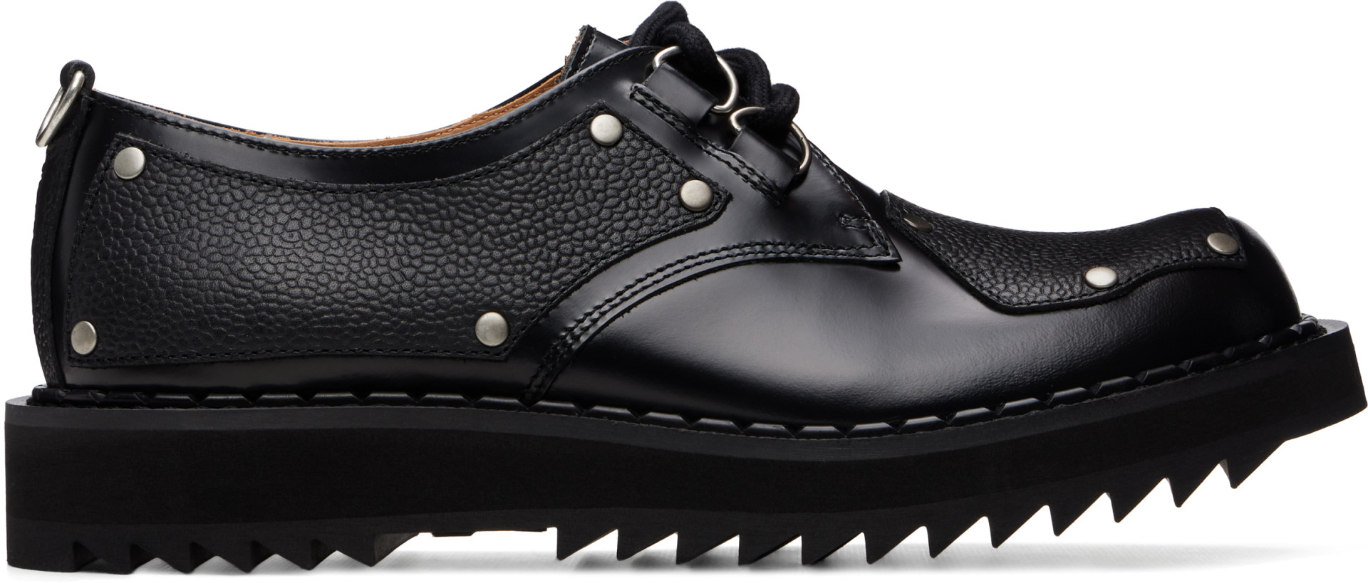 George Cox - Black Ripple Bump-Toe Panel Derbys