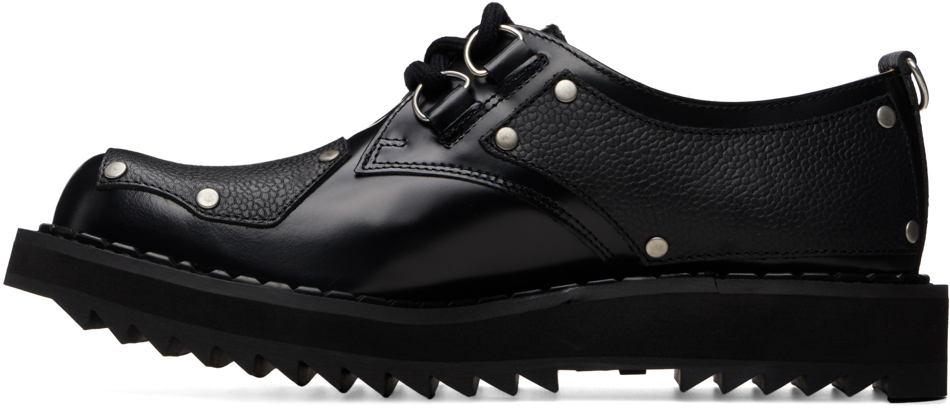 George Cox - Black Ripple Bump-Toe Panel Derbys