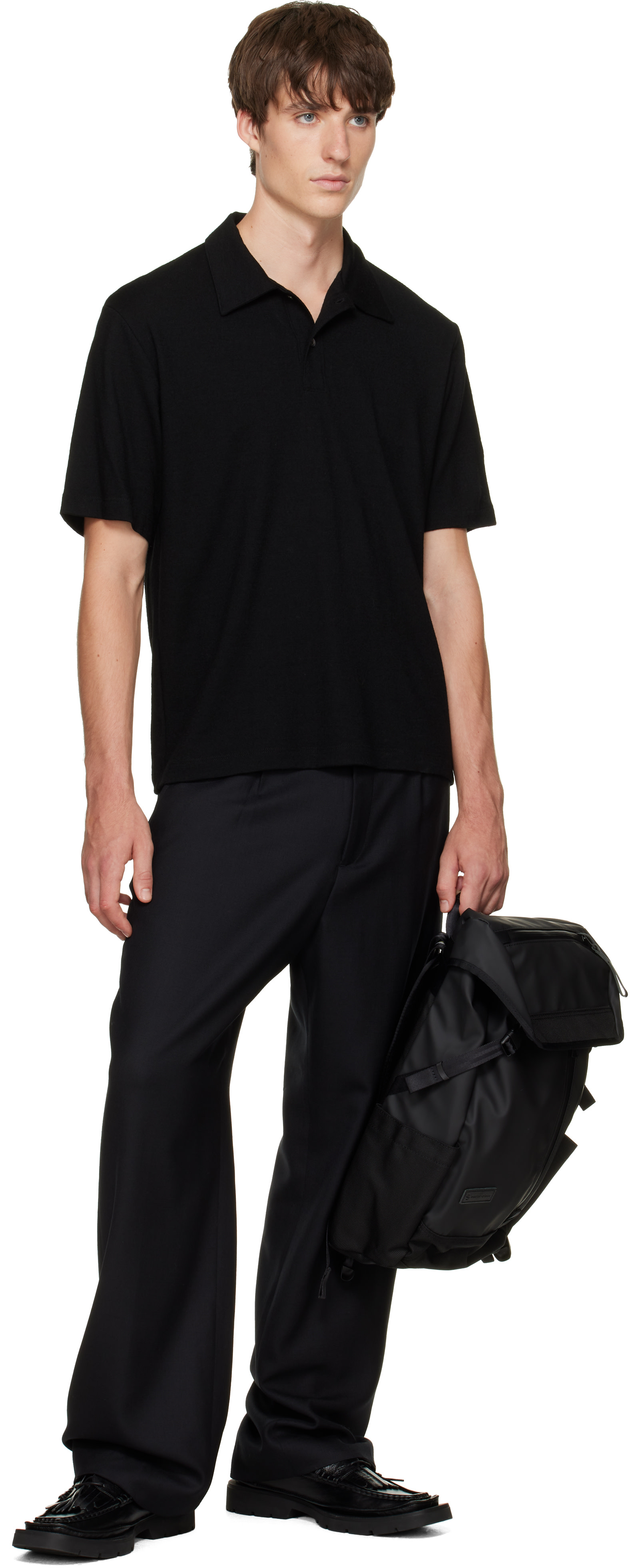 master-piece - Black Slick Flap Backpack