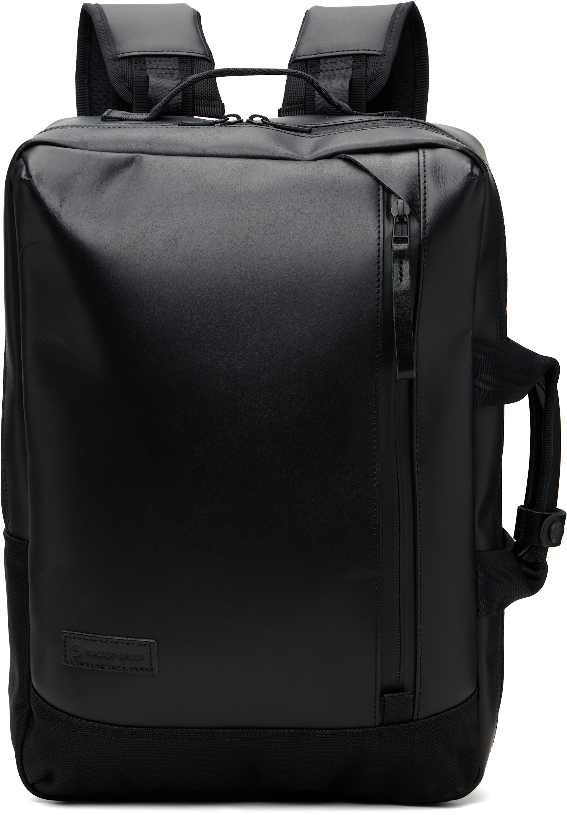 master-piece - Black Slick ver. 2WAY Leather Backpack