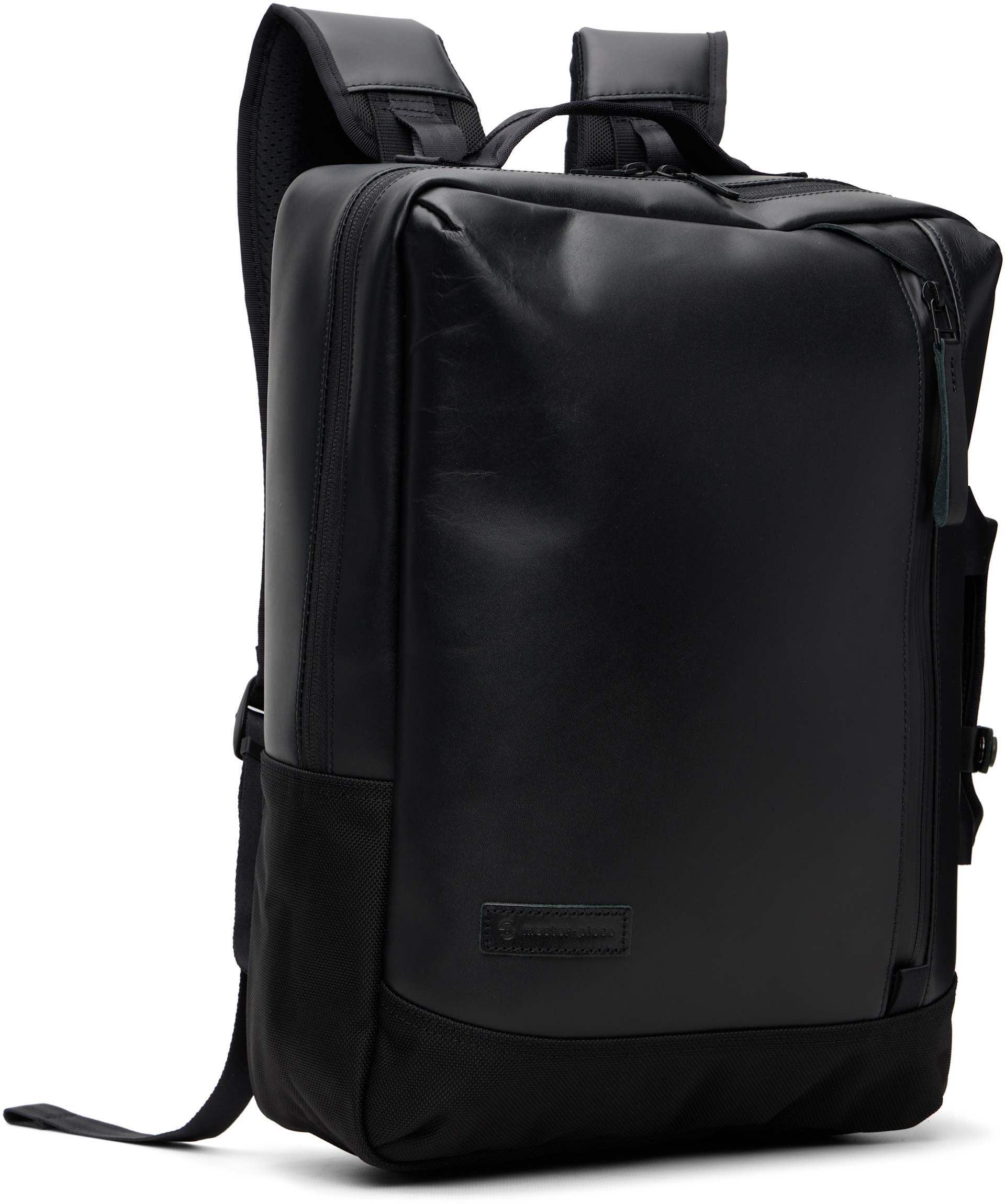 master-piece - Black Slick ver. 2WAY Leather Backpack