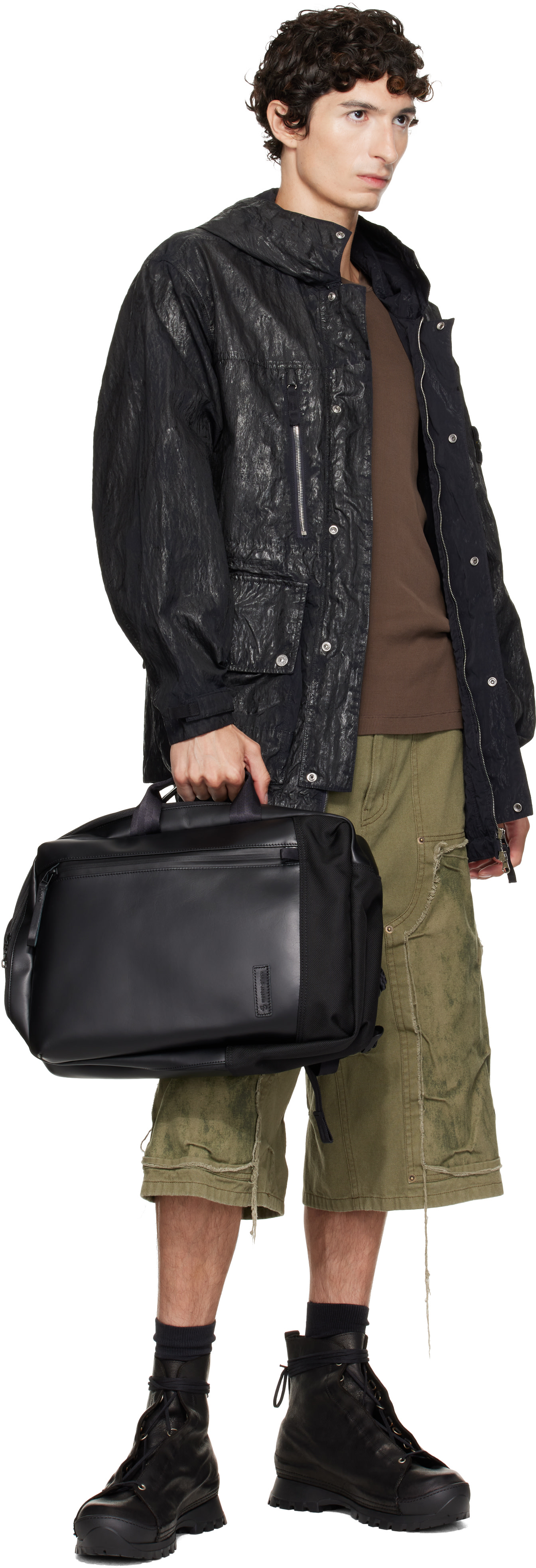master-piece - Black Slick ver. 2WAY Leather Backpack