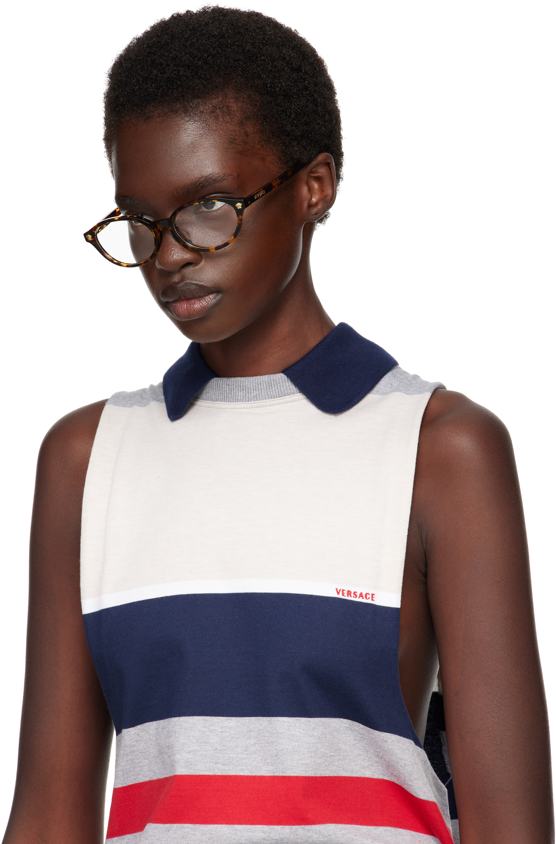 Versace - Lunettes ovales brunes