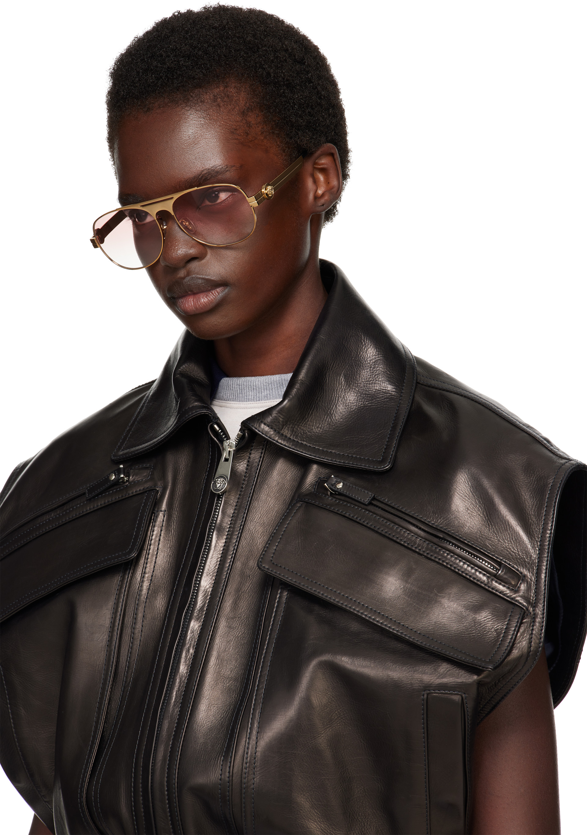 Versace - Lunettes de soleil aviateur dorées