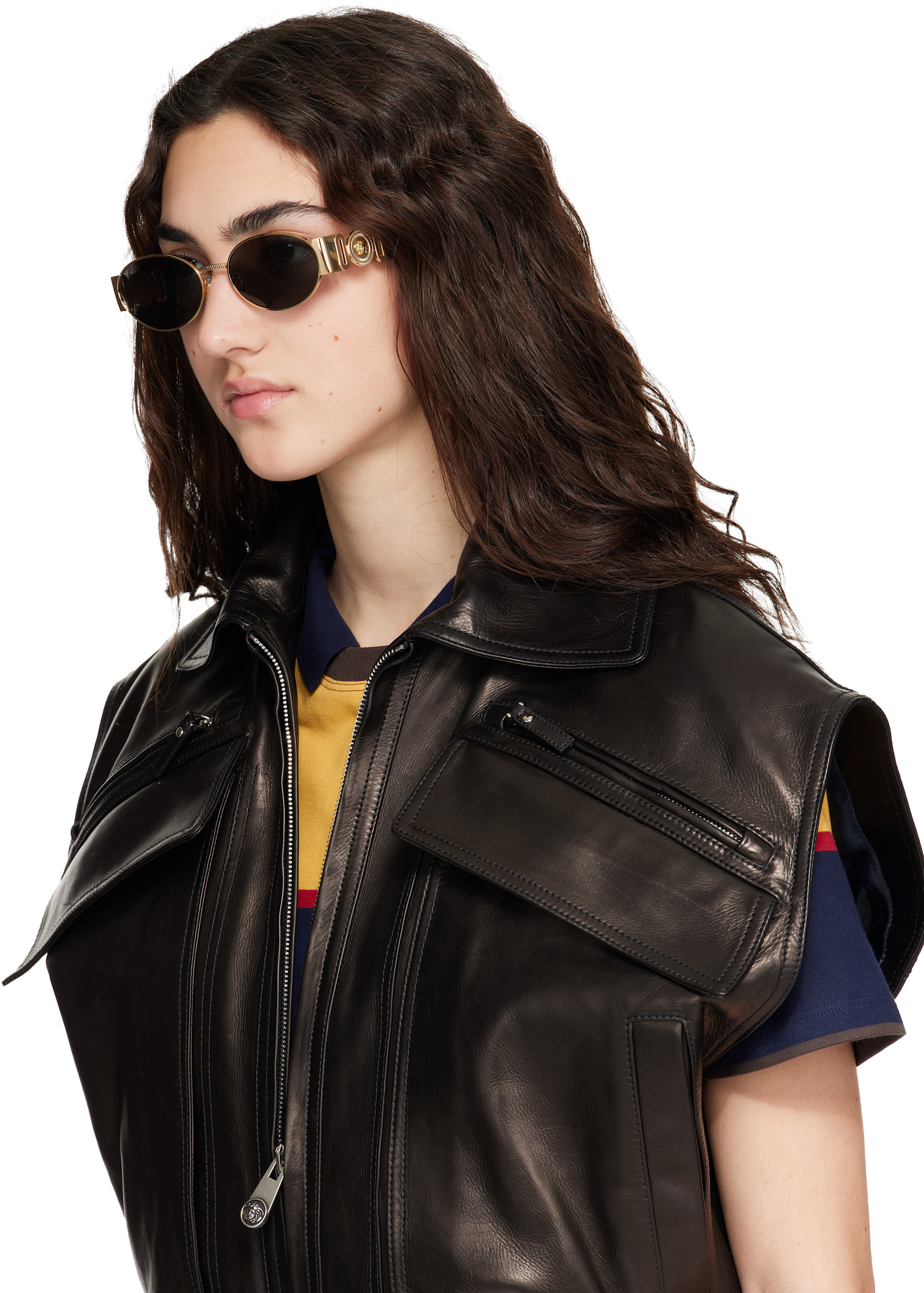 Versace: ゴールド メドゥーサ ビギー サングラス | SSENSE 日本