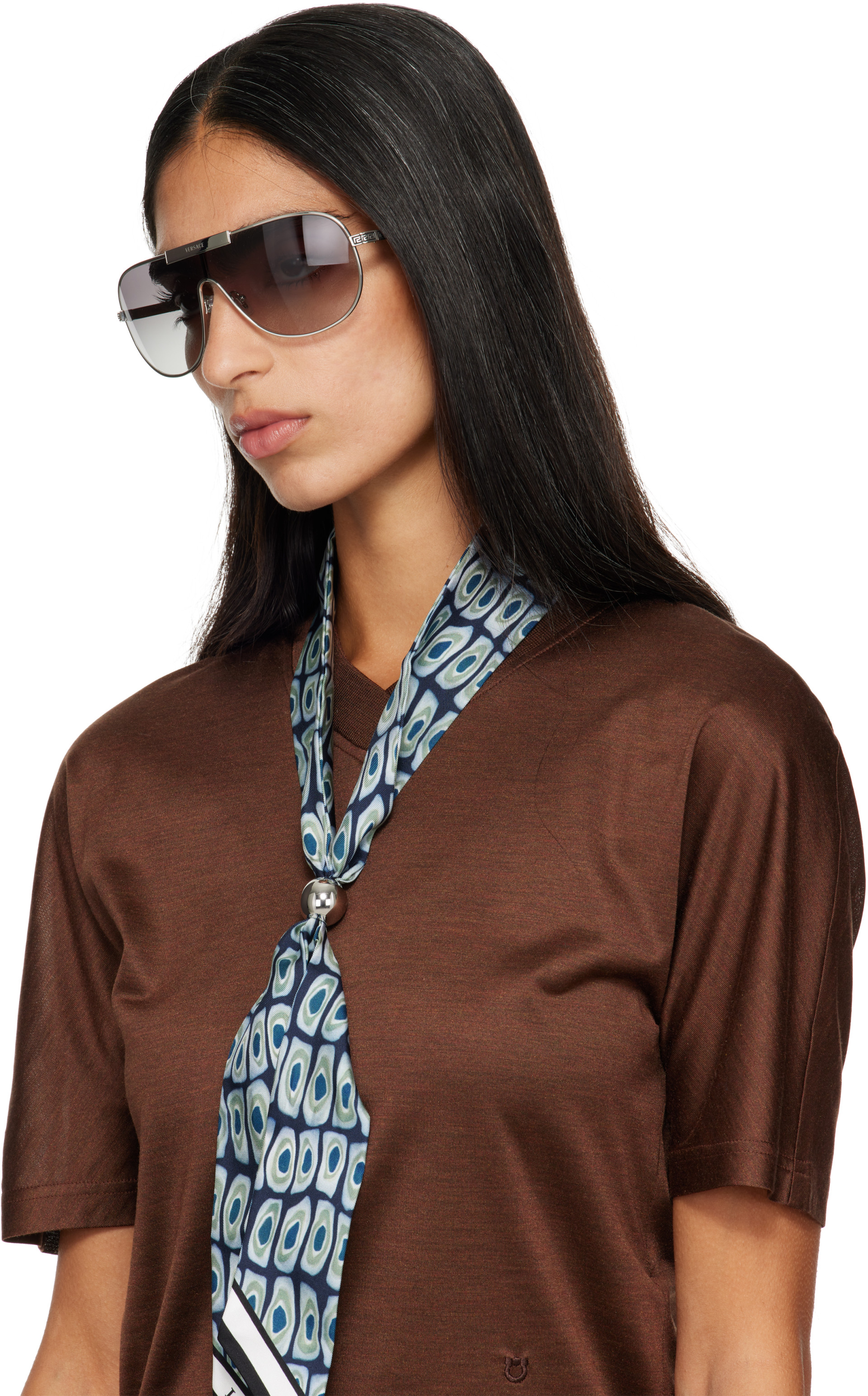 Versace - Silver Greca Sunglasses