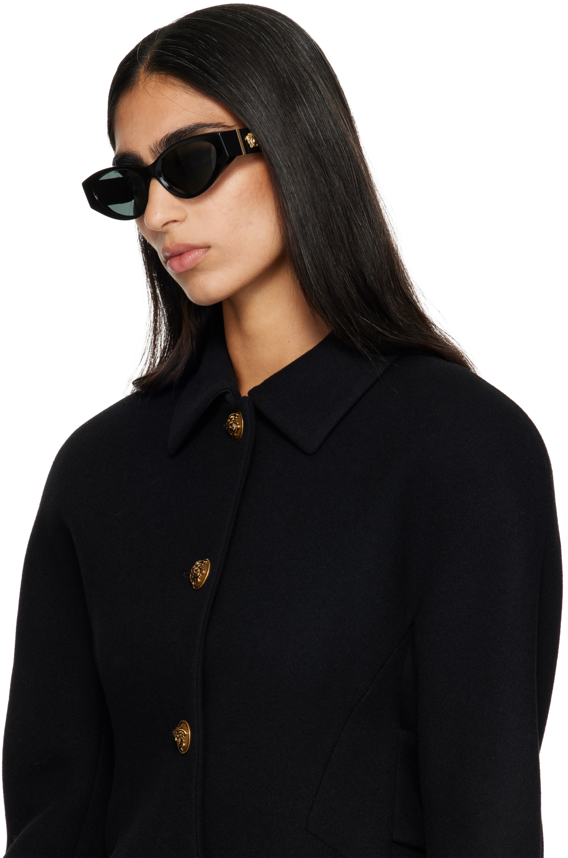 Versace: ブラック メドゥーサ レジェンド キャットアイサングラス