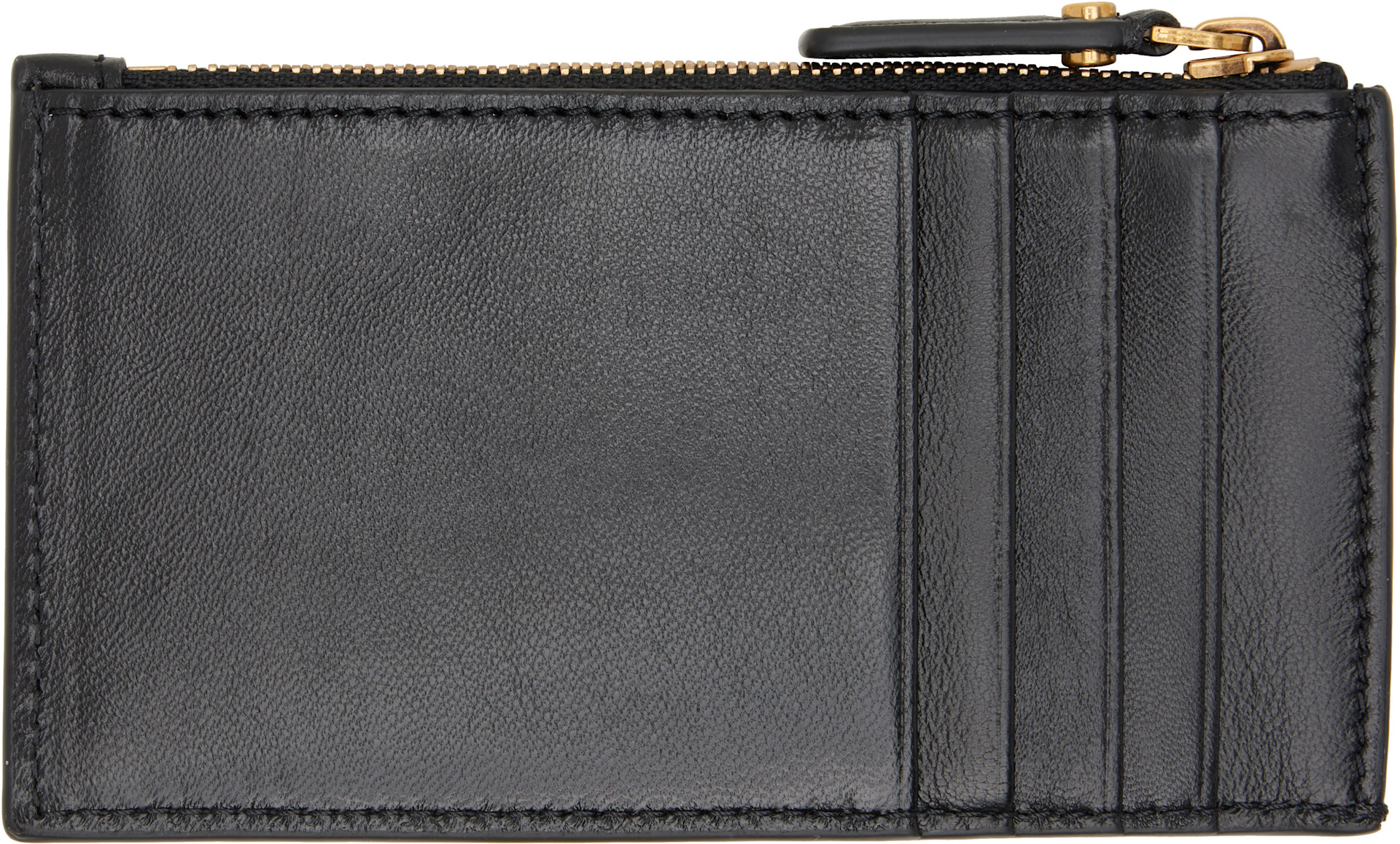 Versace: ブラック Emblème レザー ジップカードケース | SSENSE 日本