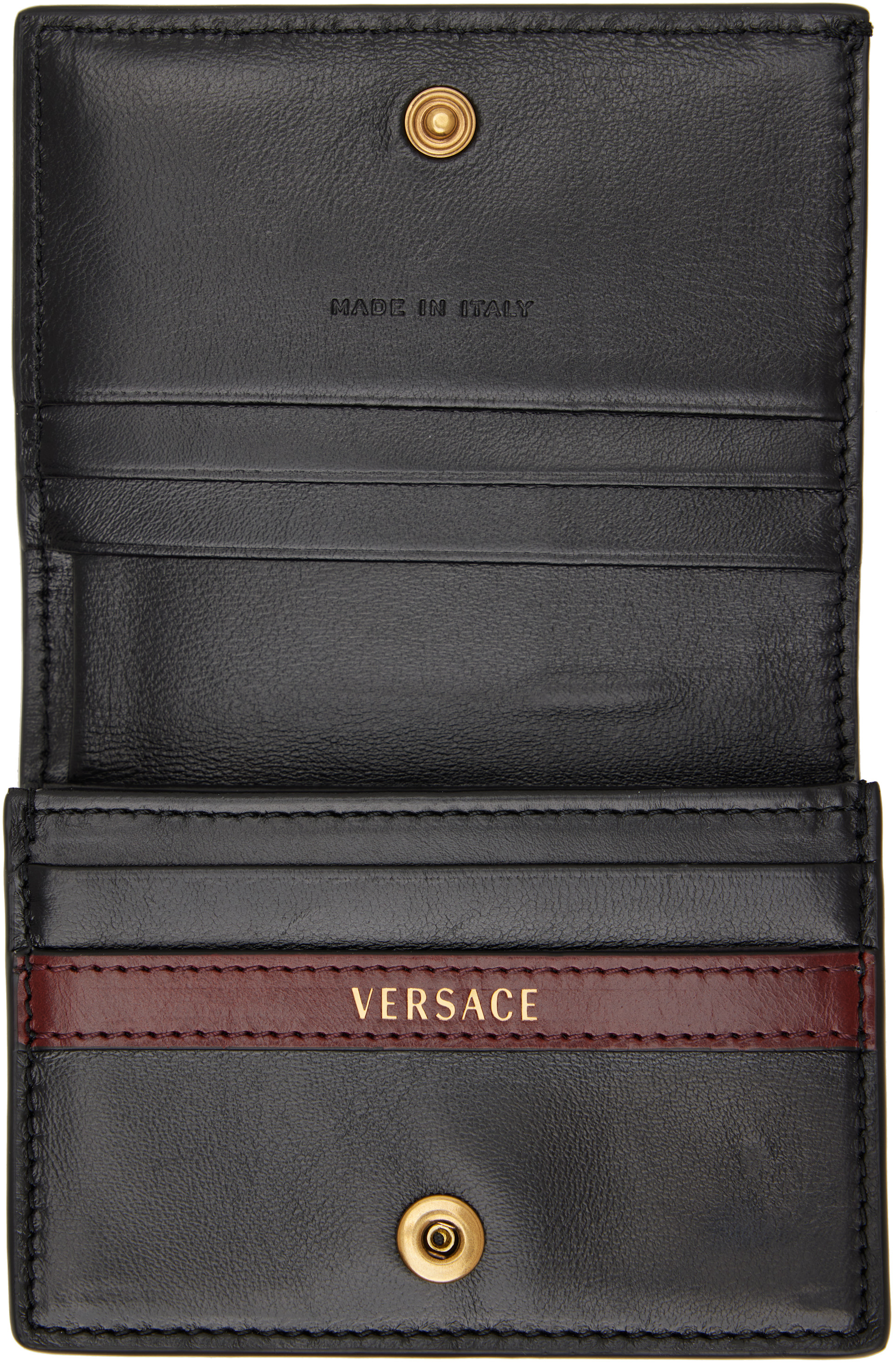 Versace - 블랙 엠블럼 가죽 지갑