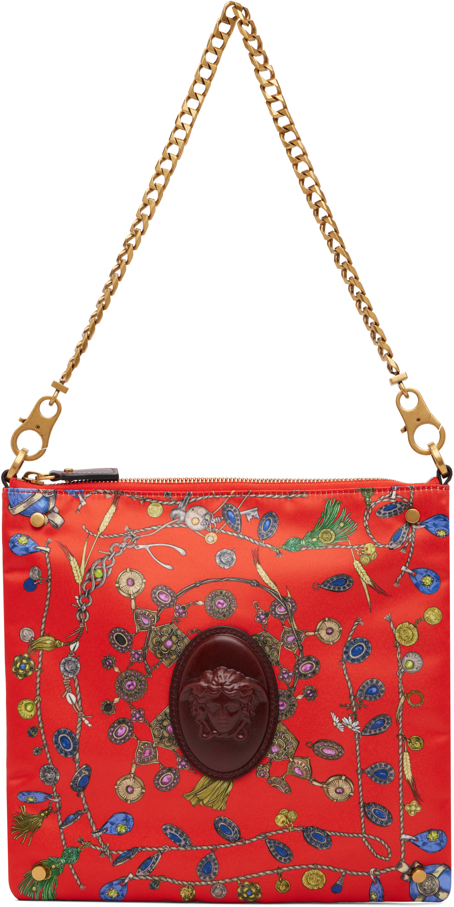 Versace: Red Cabine Printed Duchesse Shoulder Bag | SSENSE