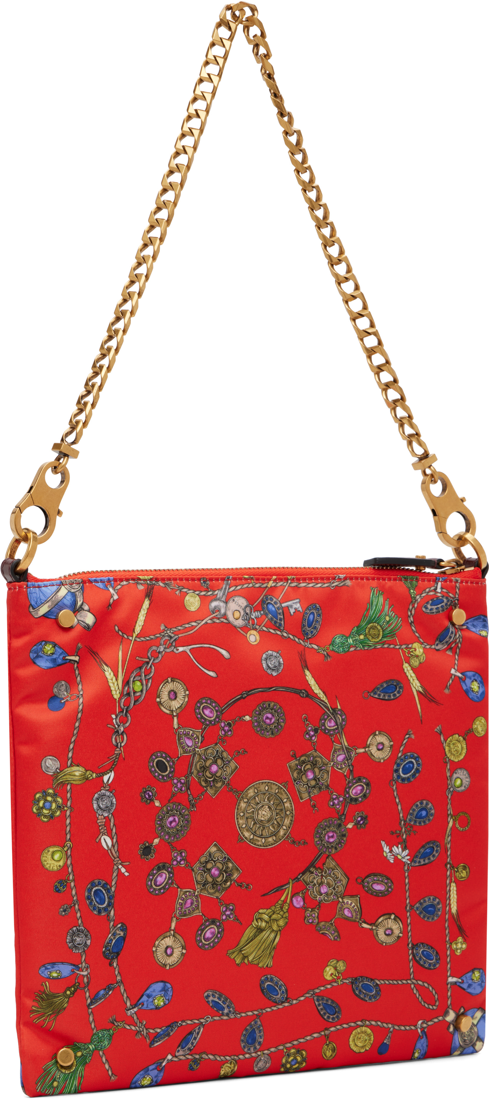 Versace: レッド Cabine Printed Duchesse ショルダーバッグ | SSENSE 日本
