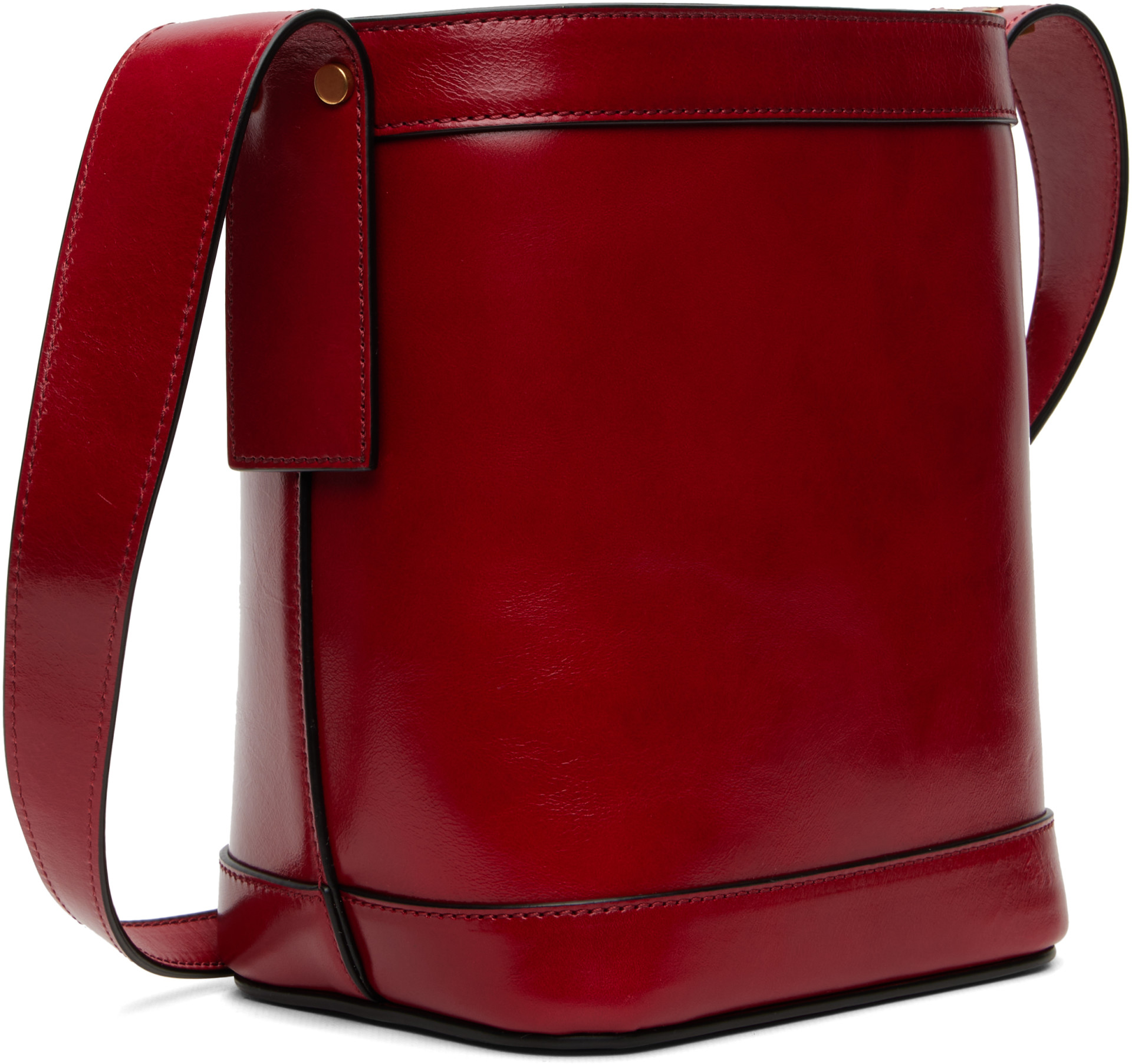 Versace: Red Pivot Mini Leather Bucket Bag | SSENSE Japan