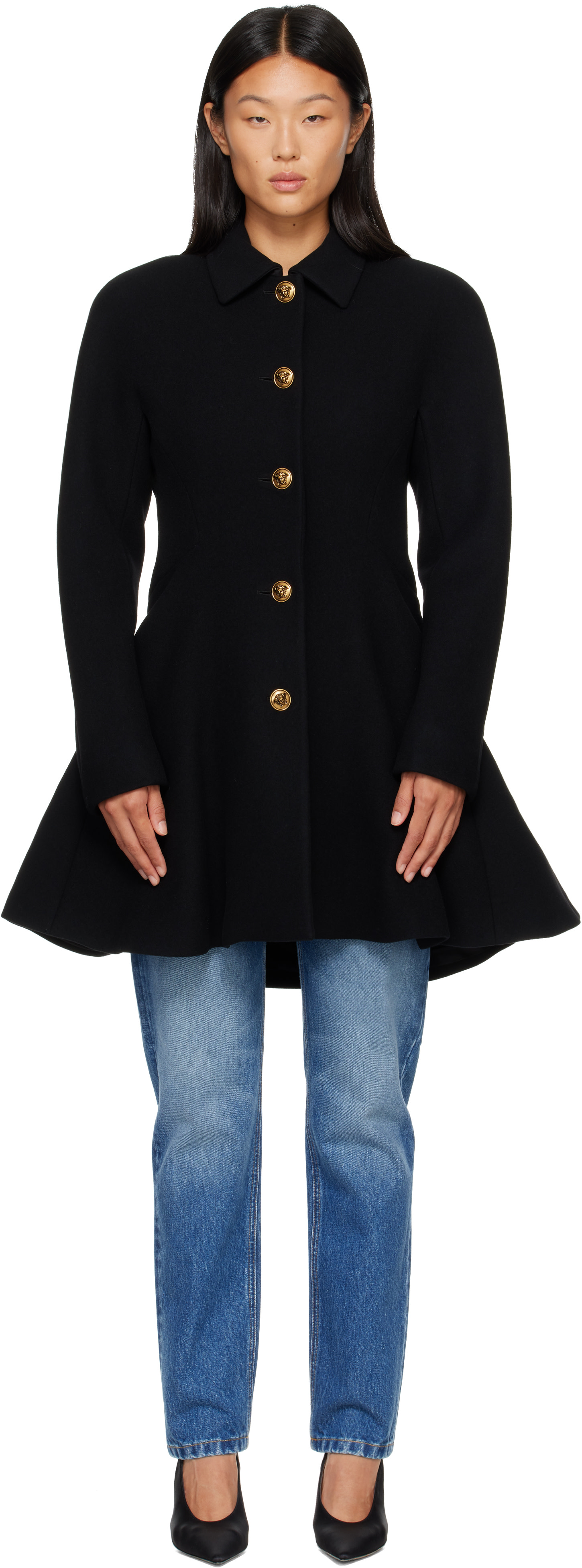 Versace - Black Wool Coat