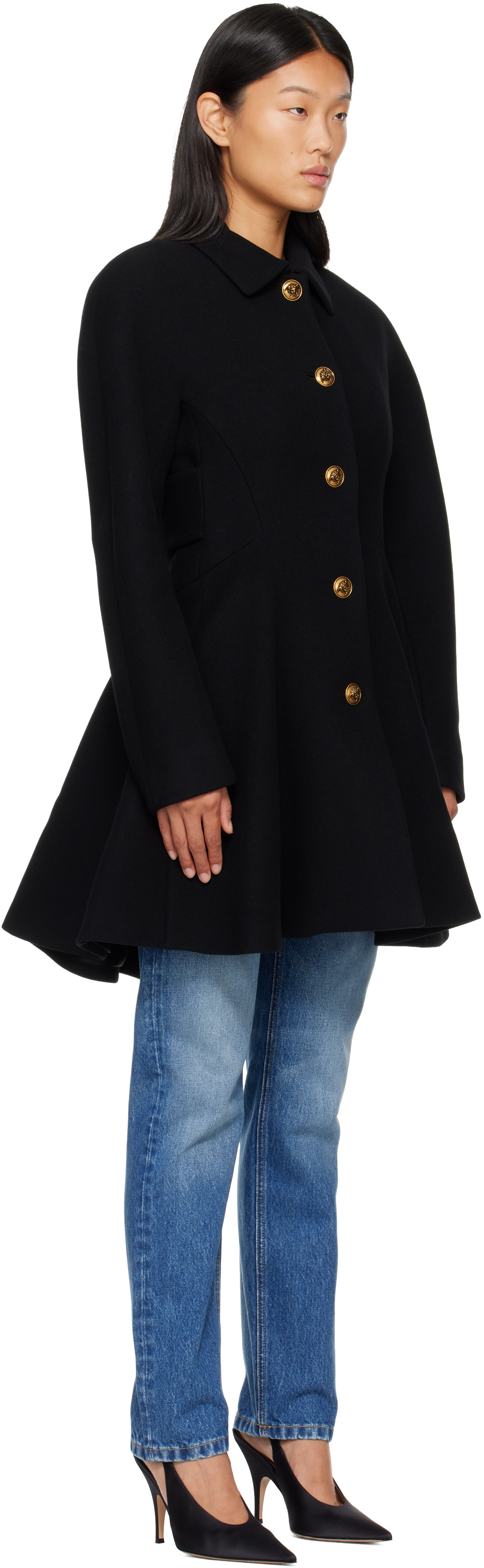 Versace - Black Wool Coat