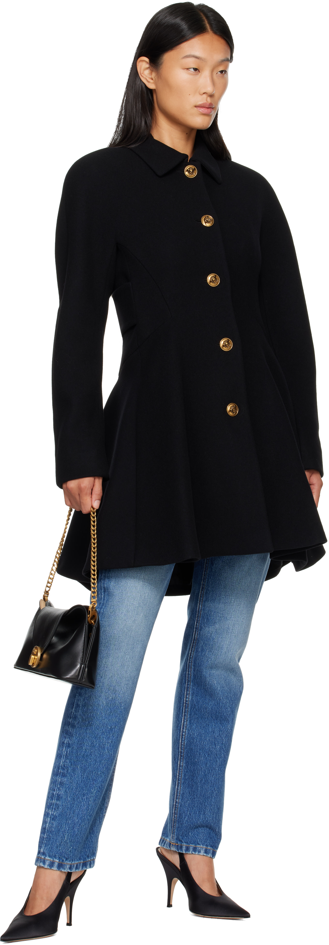 Versace - Black Wool Coat