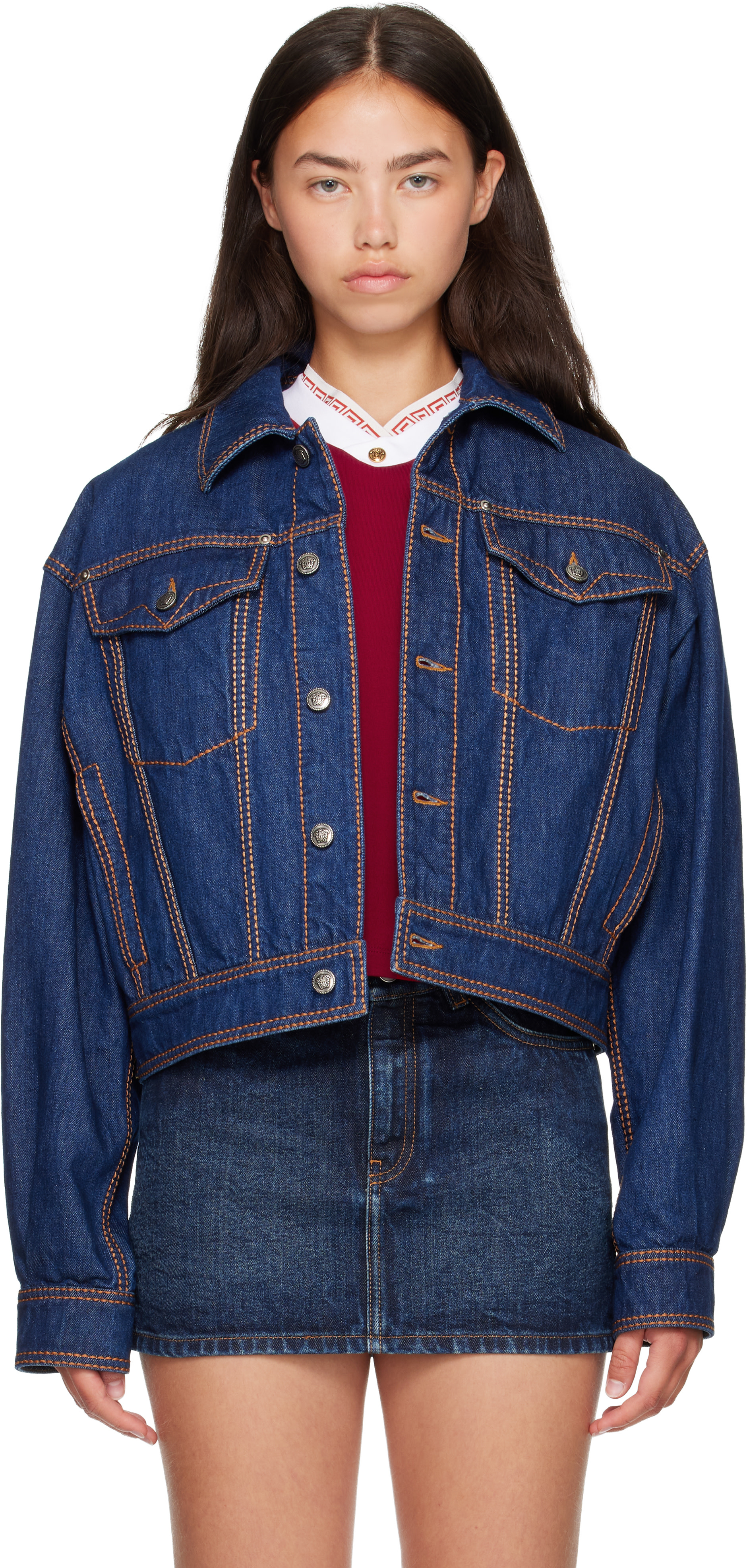 Versace - Blouson bleu en denim