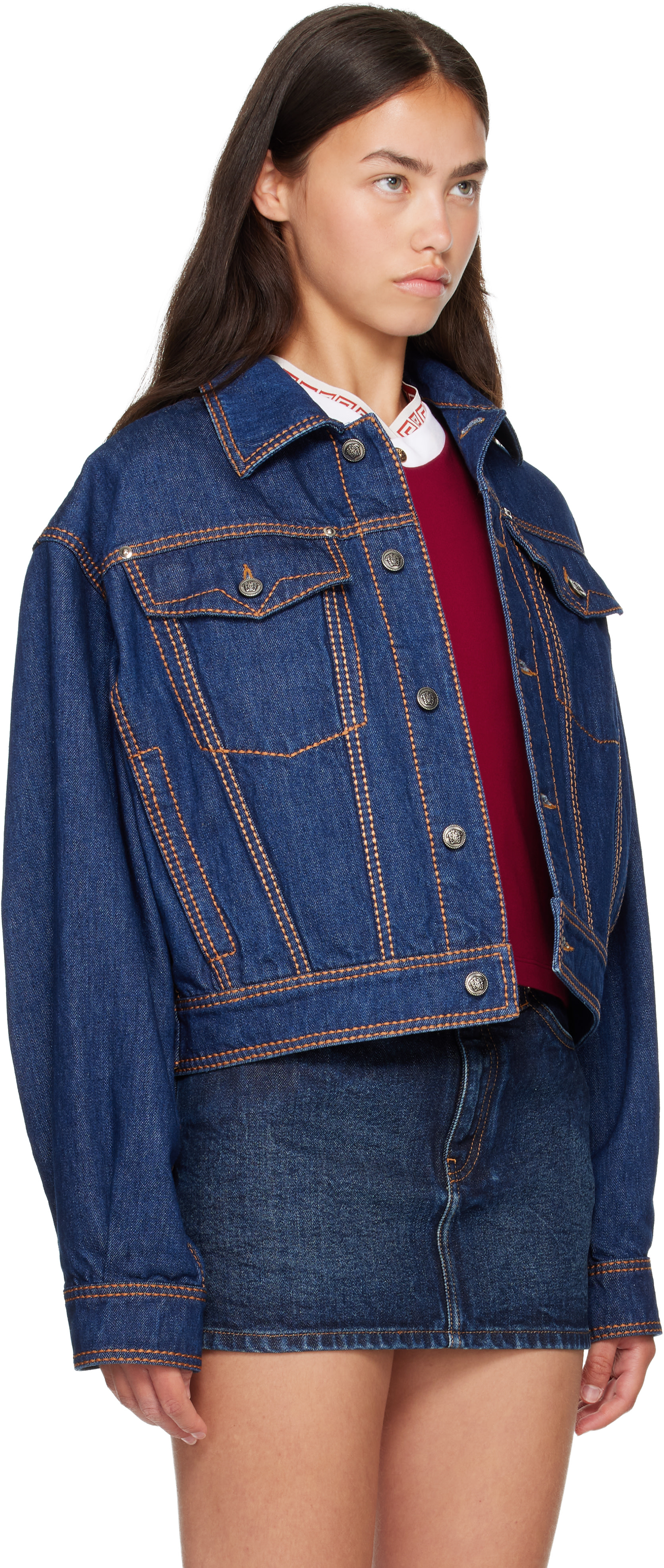 Versace - Blouson bleu en denim