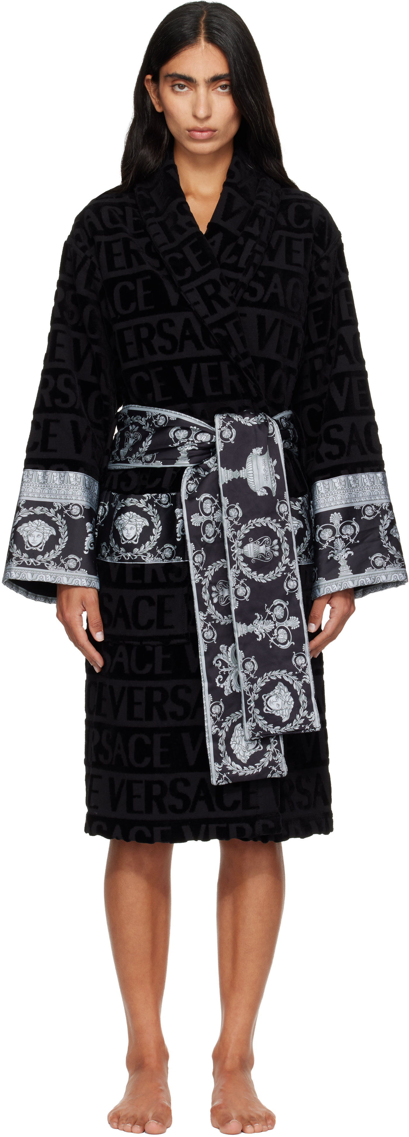 Versace - Black 'I Heart Baroque' Bathrobe