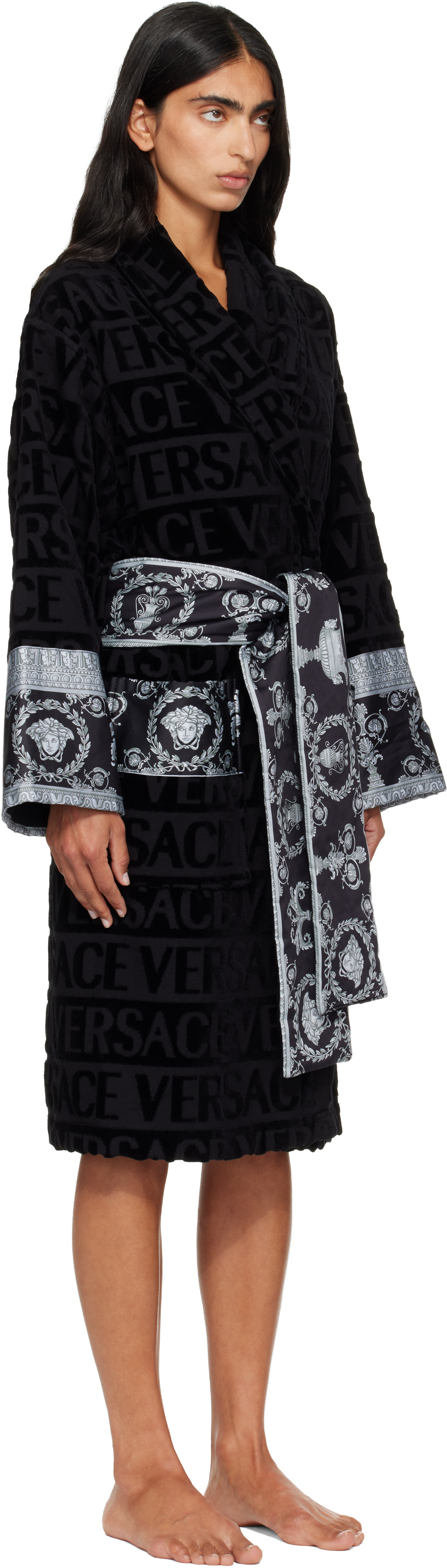 Versace - Black 'I Heart Baroque' Bathrobe