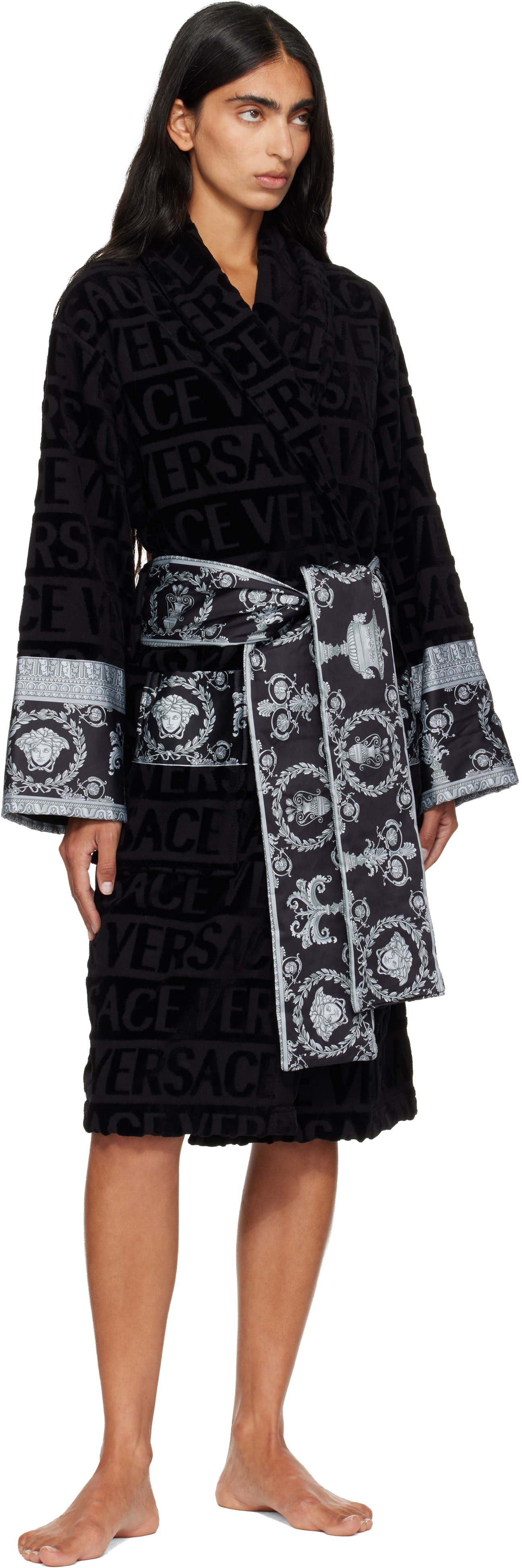 Versace - Black 'I Heart Baroque' Bathrobe