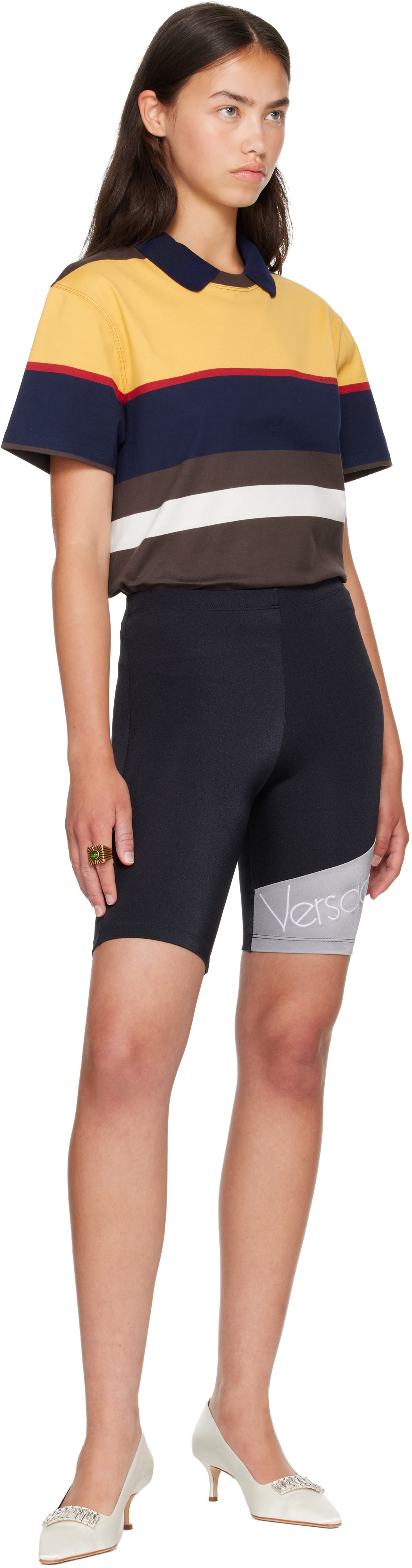 Versace - Short noir à logo brodé