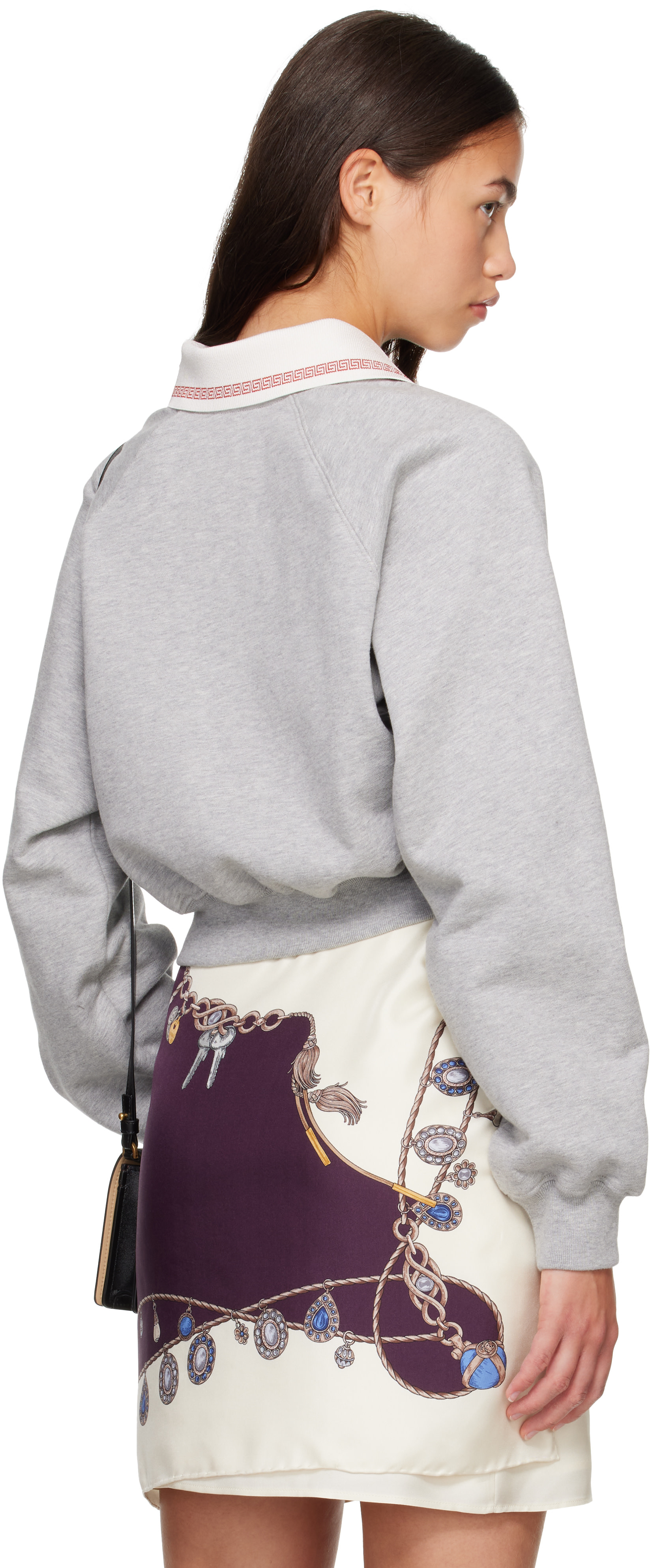 Versace - Pull molletonné gris à motif Greca et à logo