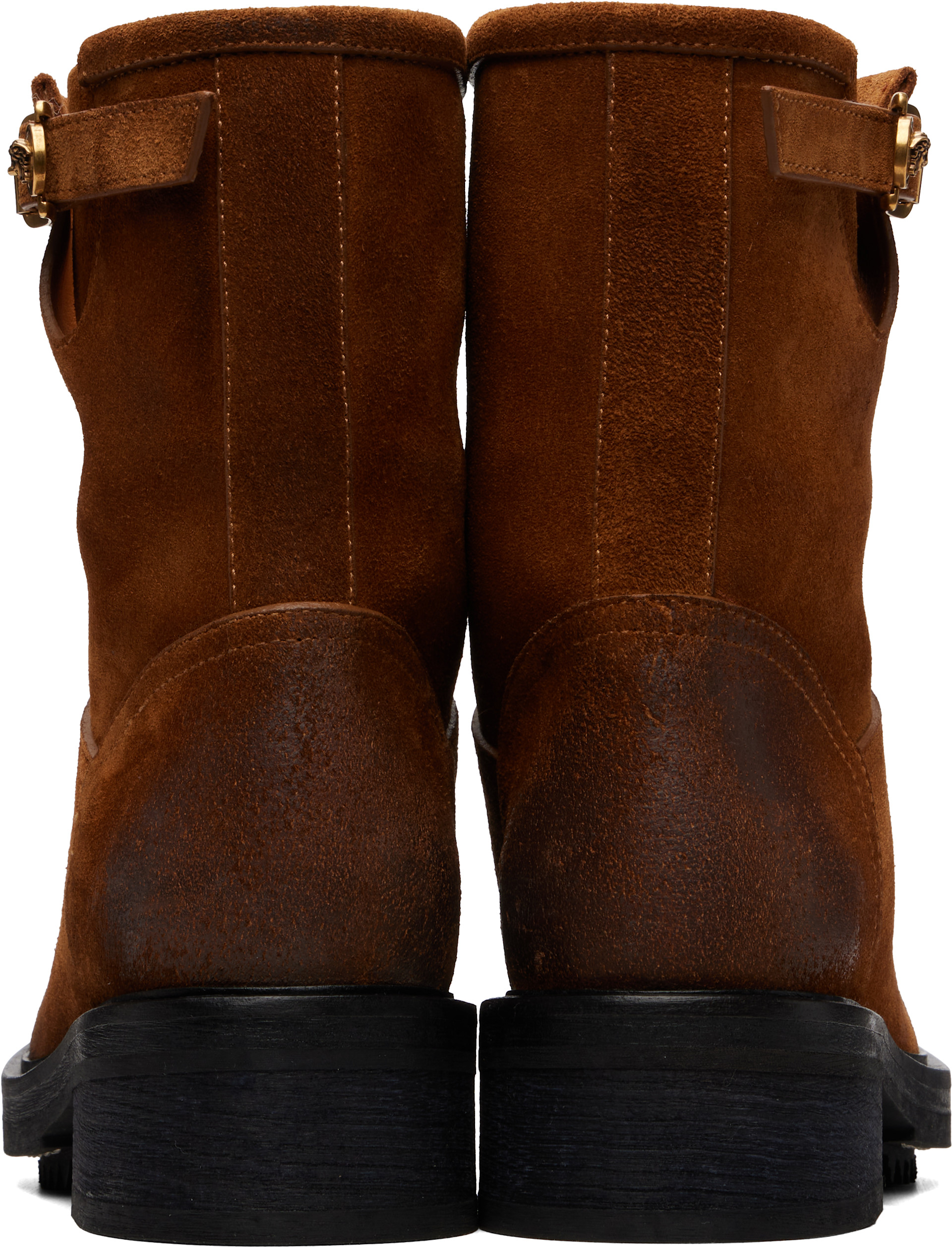 Versace - Bottes brunes en suède à boucle