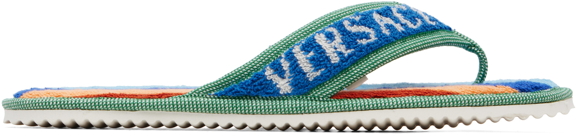 S*3様 GIANNI VERSACE ケープコート パープル x グリーン Versace: Blue Medusa Jacquard Flip-Flops | SSENSE