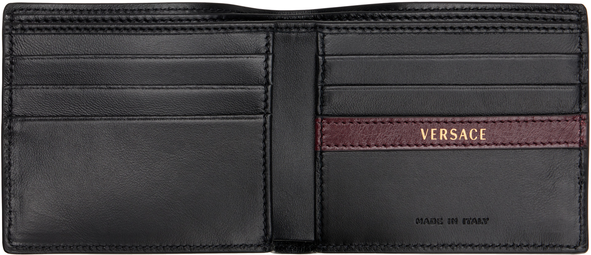 Versace - Black & Brown Roomy Leather Bifold Wallet
