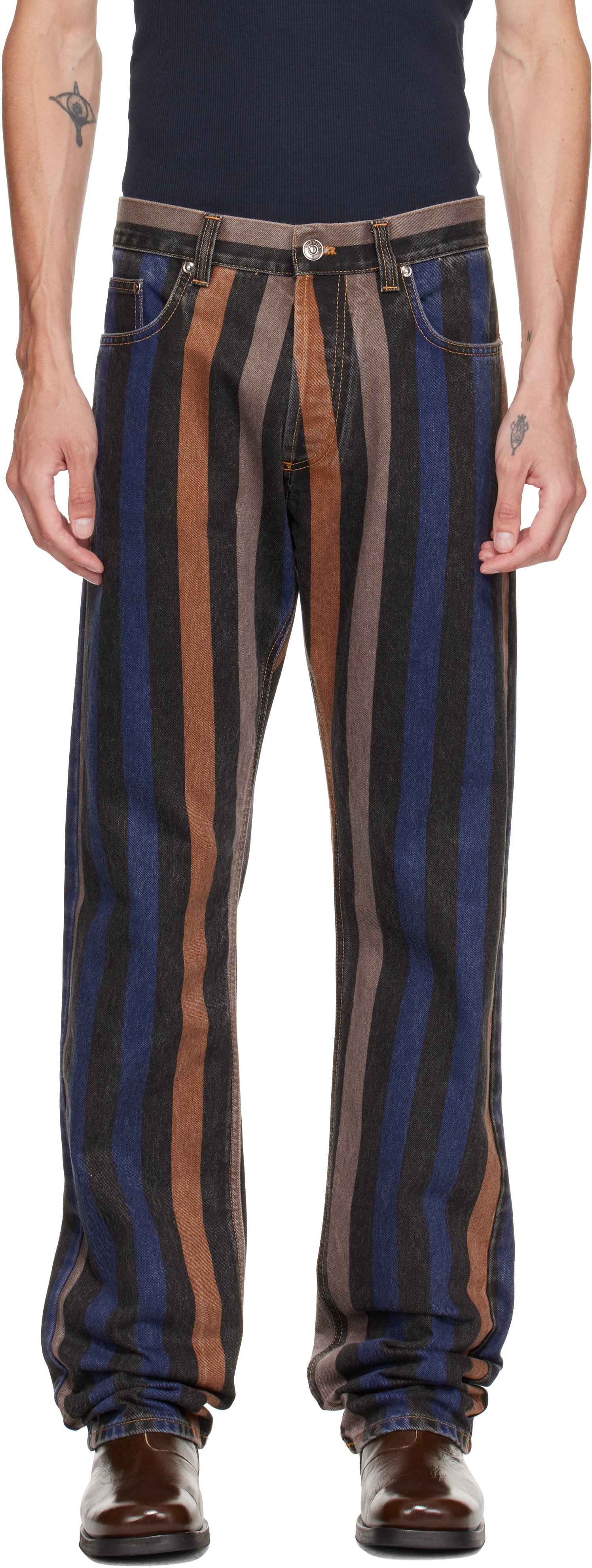 Versace - Multicolor Striped Straight Jeans