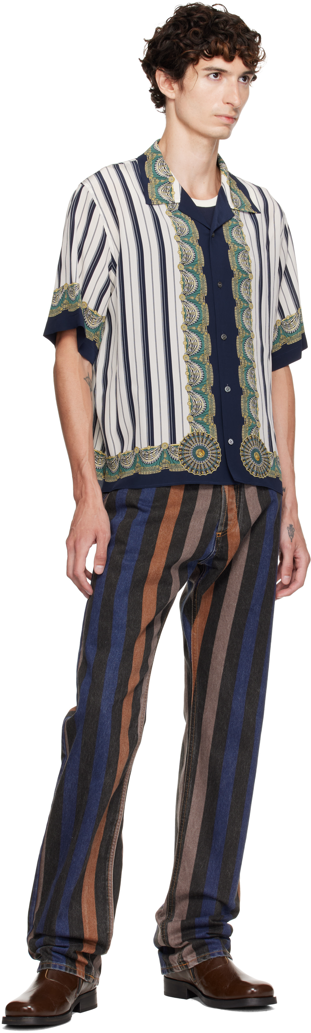 Versace - Multicolor Striped Straight Jeans
